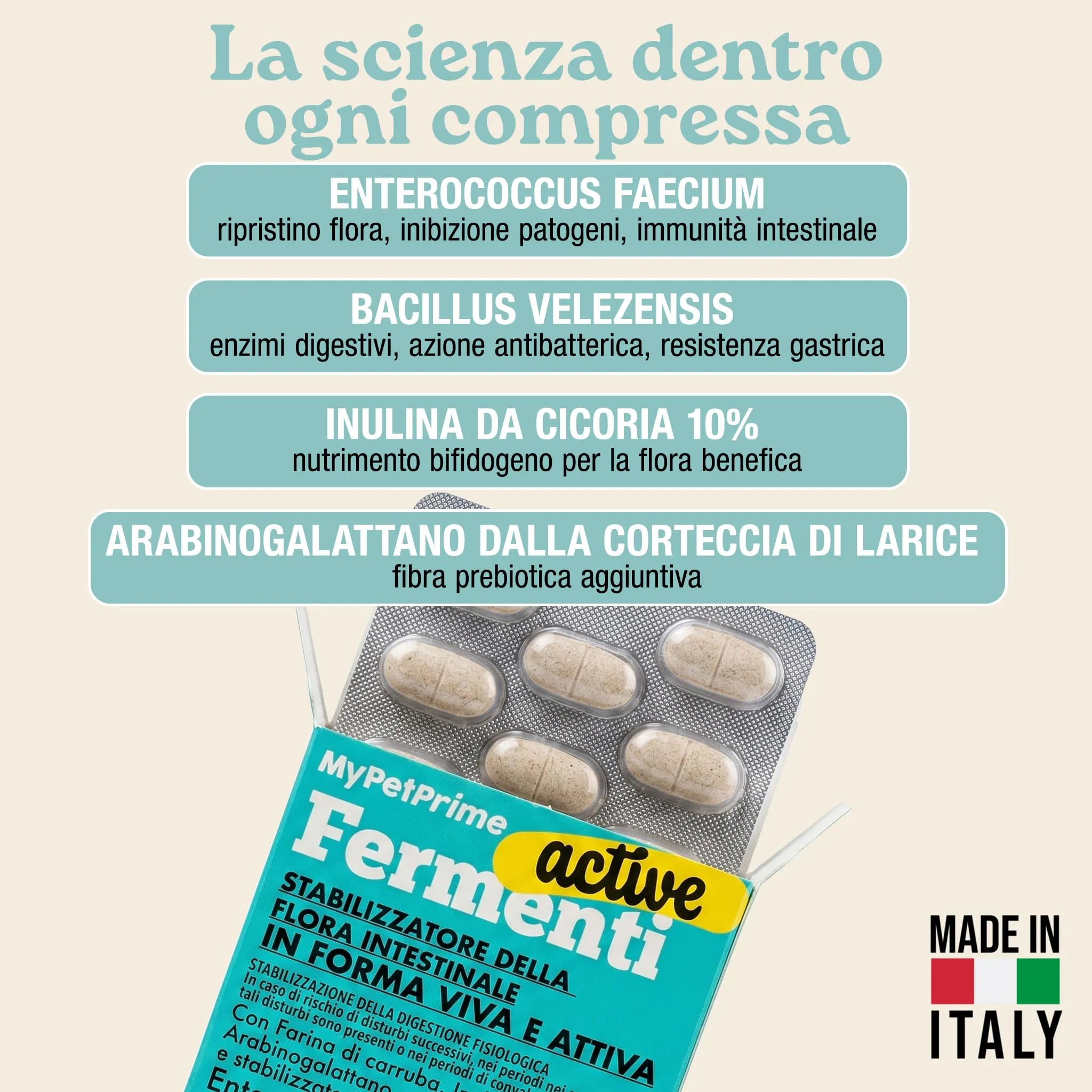 MyPetPrime Fermenti Lattici Cane Active, Probiotici Digestivi, 30 Compresse - immagine 3