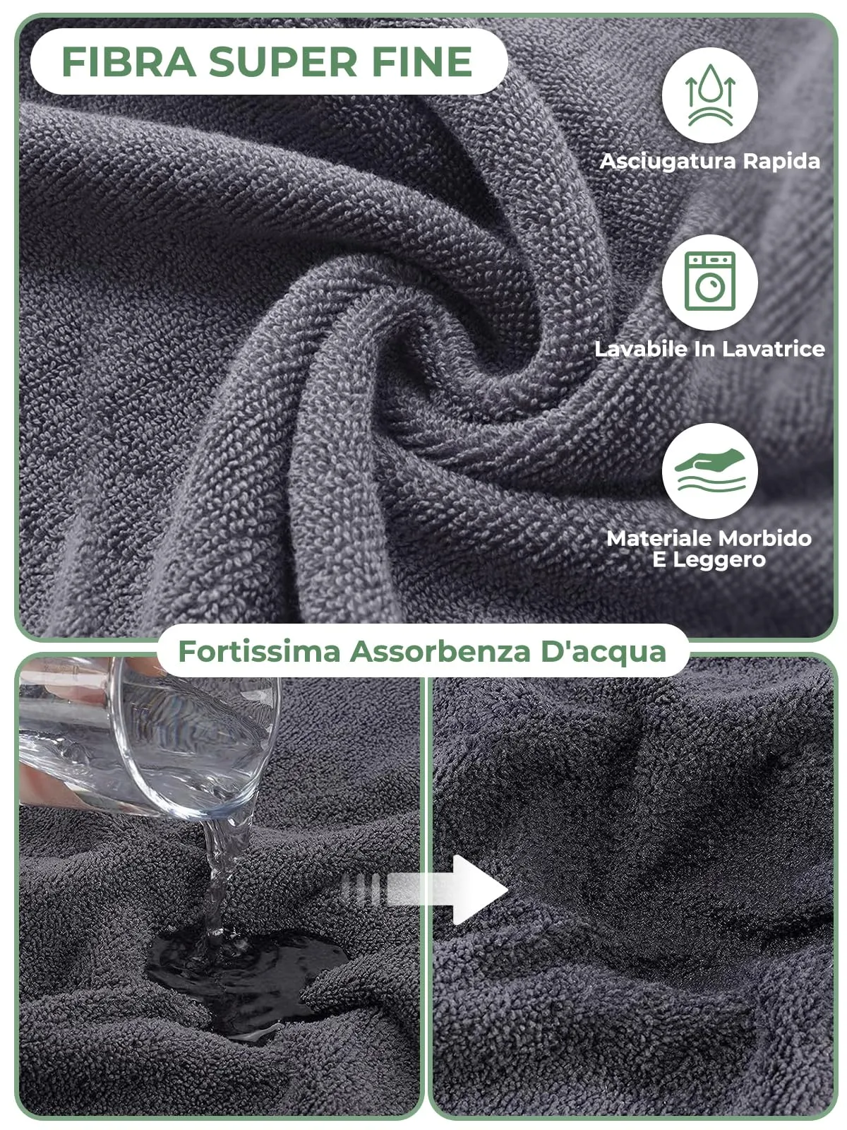 Bibykivn Accappatoio in Microfibra per Cani a Forma di Dinosauro, Verde grigio, L - immagine 2