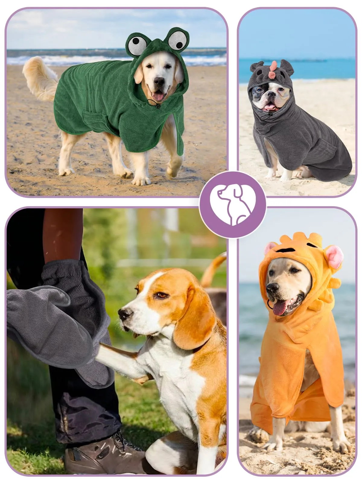 Bibykivn Accappatoio in Microfibra per Cani Design Dinosauro, Rinoceronte grigio, M - immagine 7