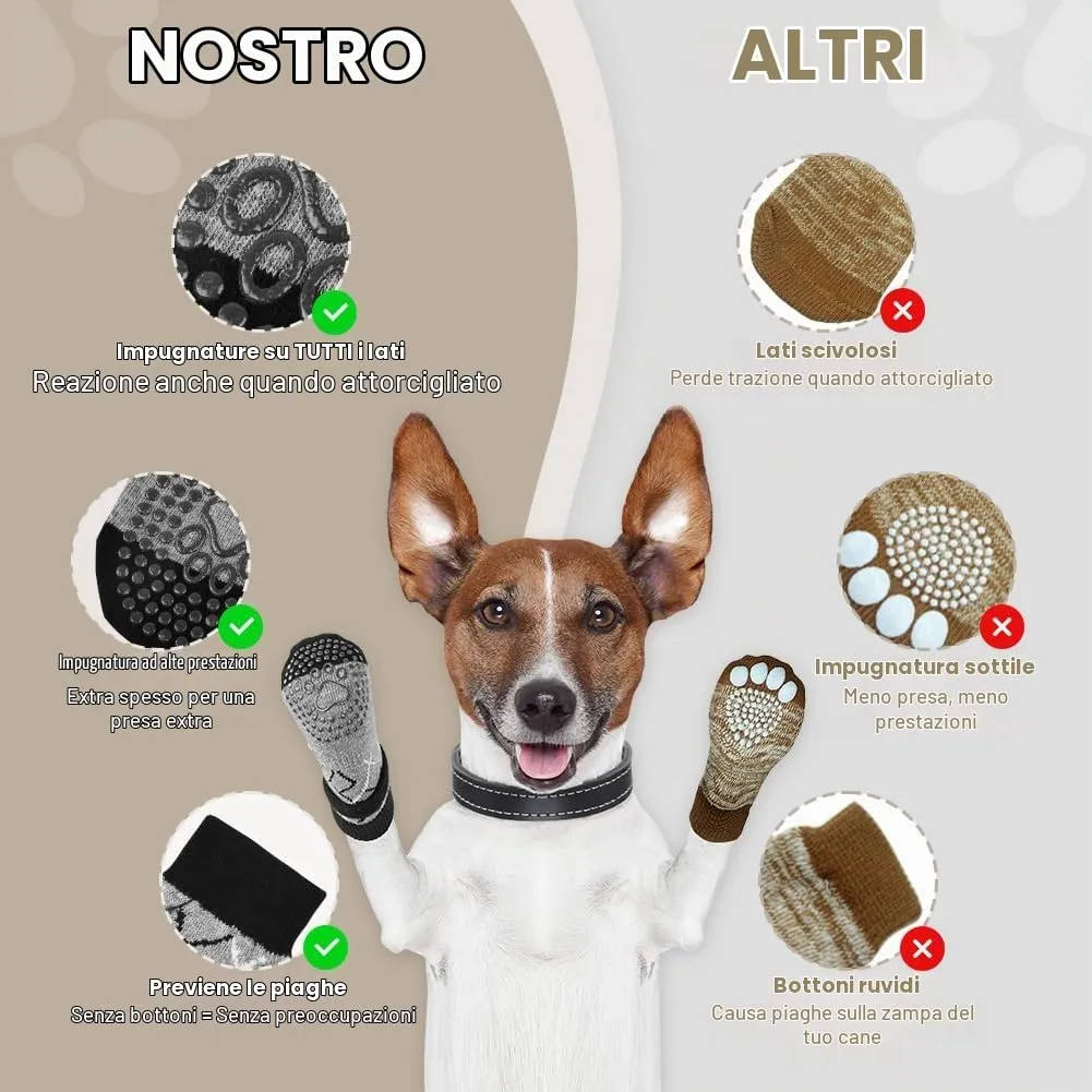 Adiwo Calzini Antiscivolo per Cani di Piccola Taglia, Protezione Zampe, 2 Paia (S) - immagine 5