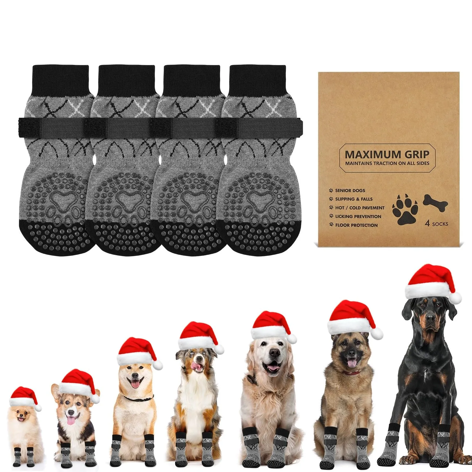 Adiwo Calzini Antiscivolo per Cani di Piccola Taglia, Protezione Zampe, Versione Ispessita, 2 Paia (XS) - immagine 9