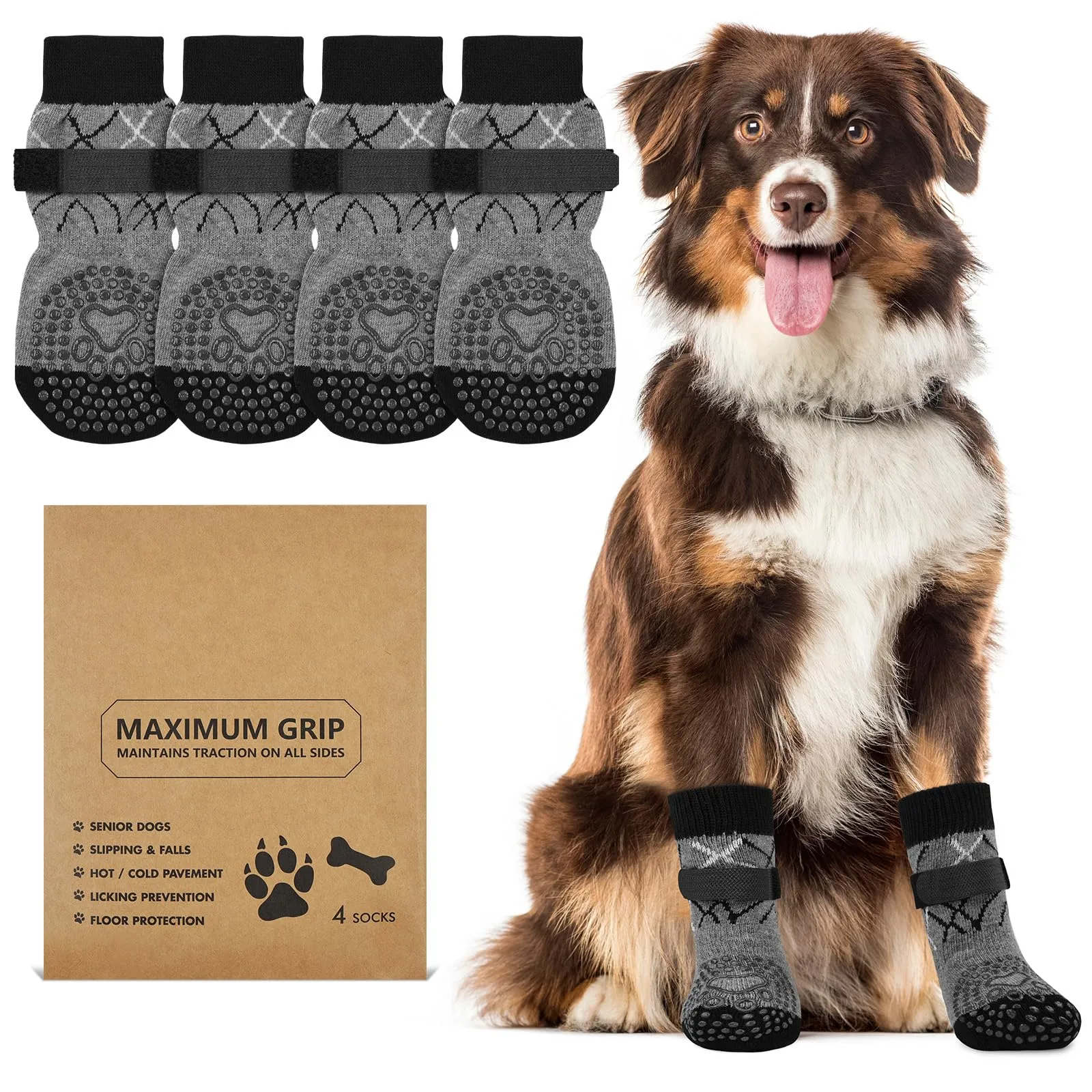 Adiwo Calzini Antiscivolo per Cani di Piccola Taglia, Protezione Zampe, Versione Ispessita, 2 Paia (XS) - immagine 10