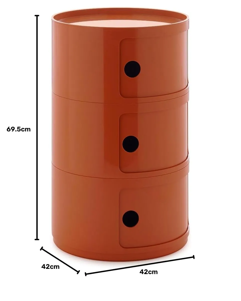 Kartell Componibili Big Mobile Contenitore 3 Elementi, Diametro 42 cm, Arancio - immagine 2