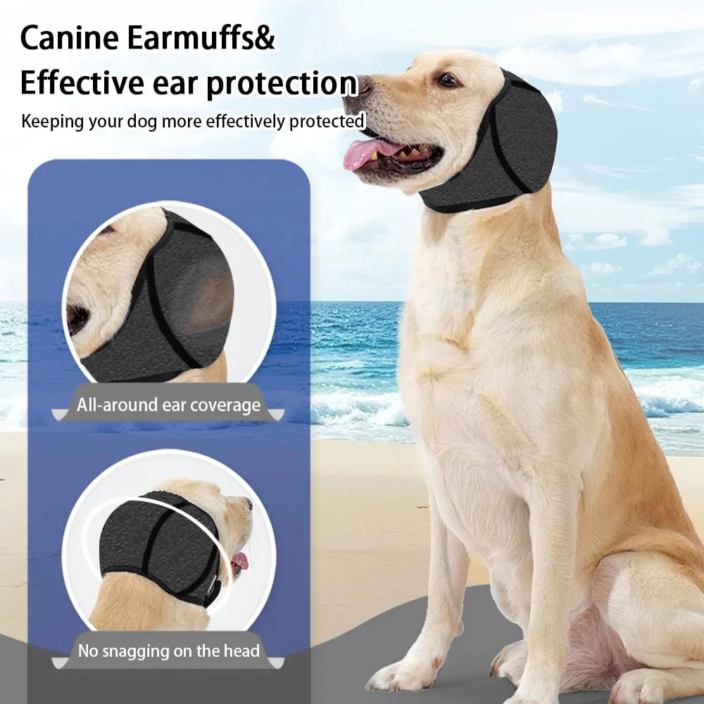 XFSRG Paraorecchie Anti Ansia per Cani, Snoods con Nastro Autoadesivo Regolabile, Grigio, S - immagine 8