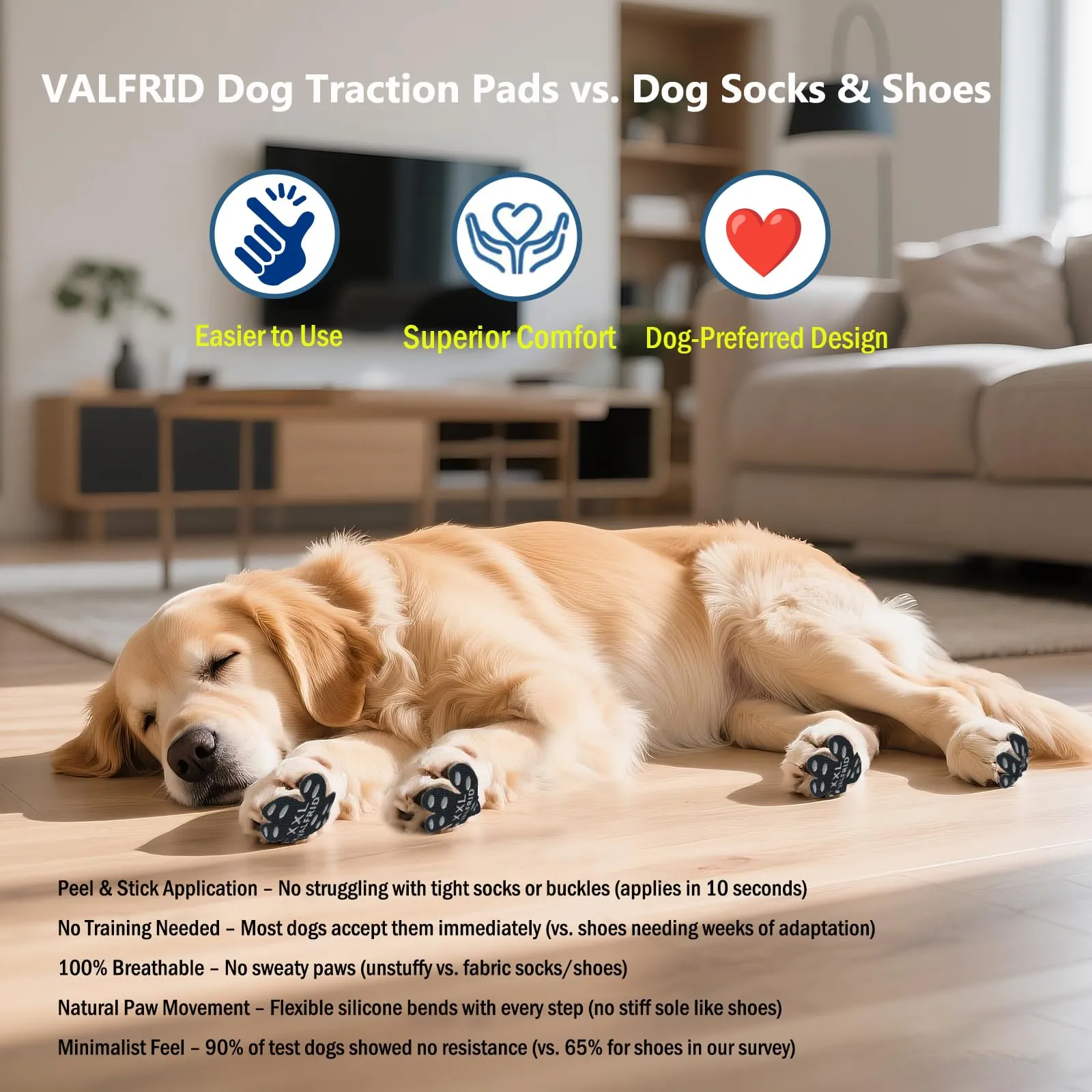 VALFRID Protezione Antiscivolo per Zampe di Cane, Autoadesivo, Multicolori, 60 pz, M - immagine 7