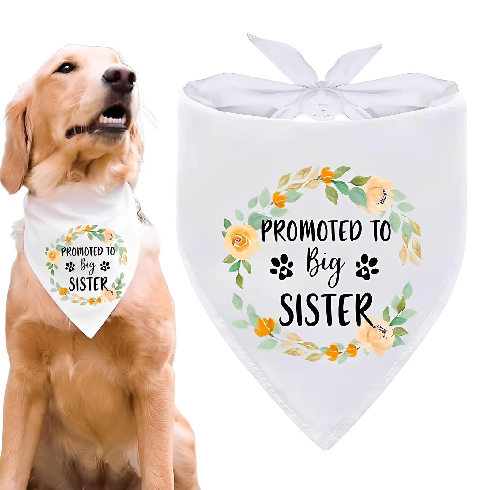 AFCJLTO Bandana per Cani Promoted To Be Big Sister, Sciarpa Triangolare per Cani di Taglia Media e Grande - immagine 1