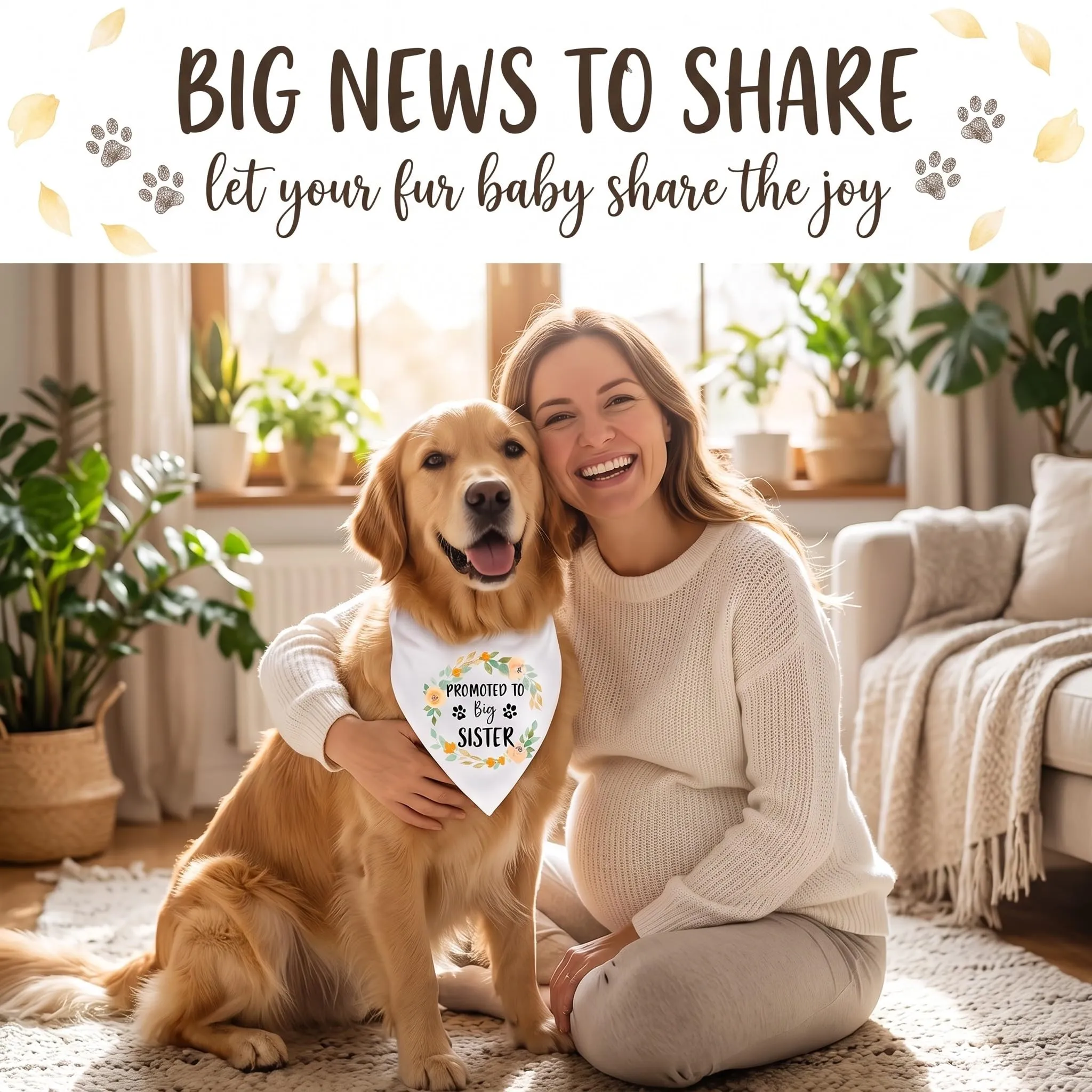 AFCJLTO Bandana per Cani Promoted To Be Big Sister, Sciarpa Triangolare per Cani di Taglia Media e Grande - immagine 3