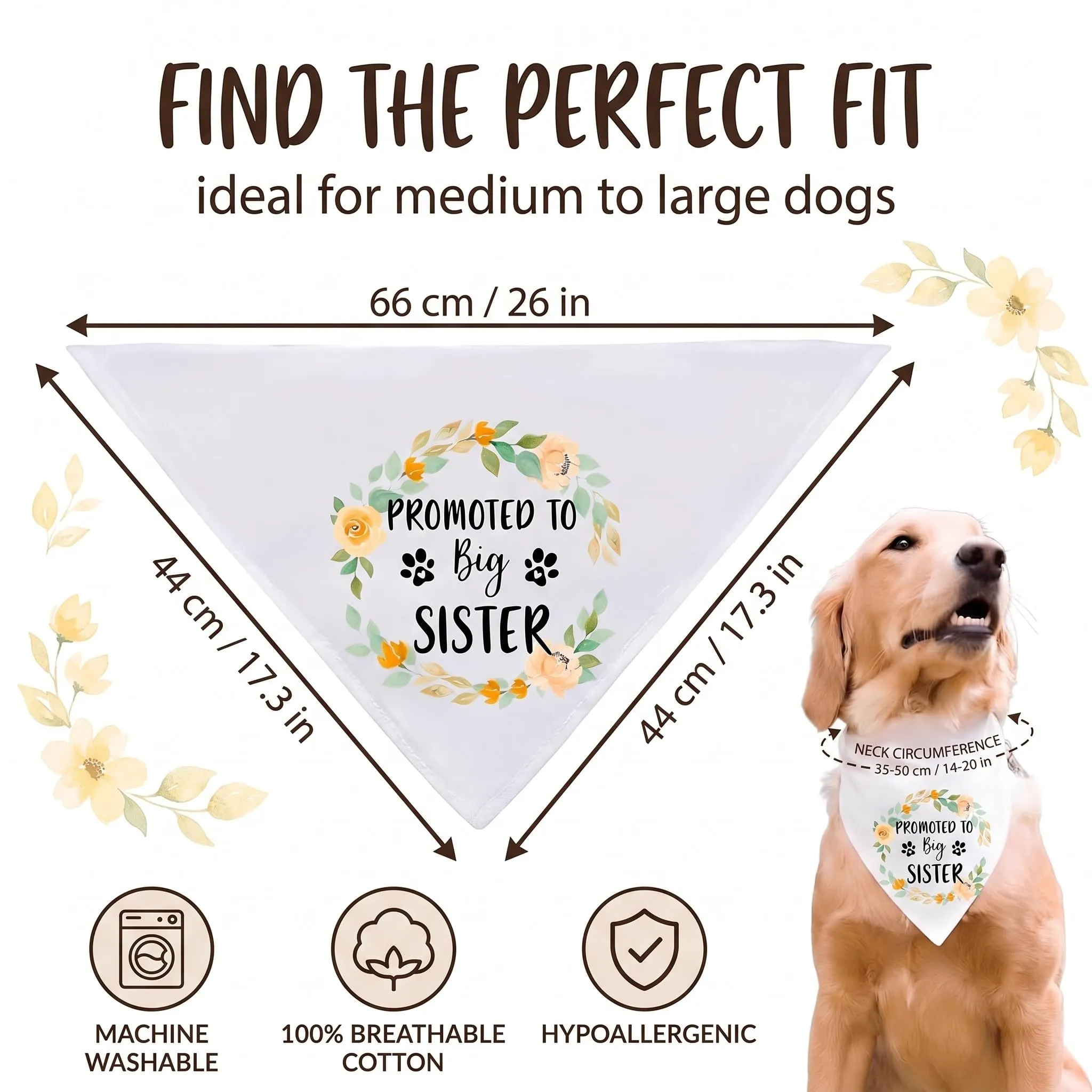AFCJLTO Bandana per Cani Promoted To Be Big Sister, Sciarpa Triangolare per Cani di Taglia Media e Grande - immagine 7
