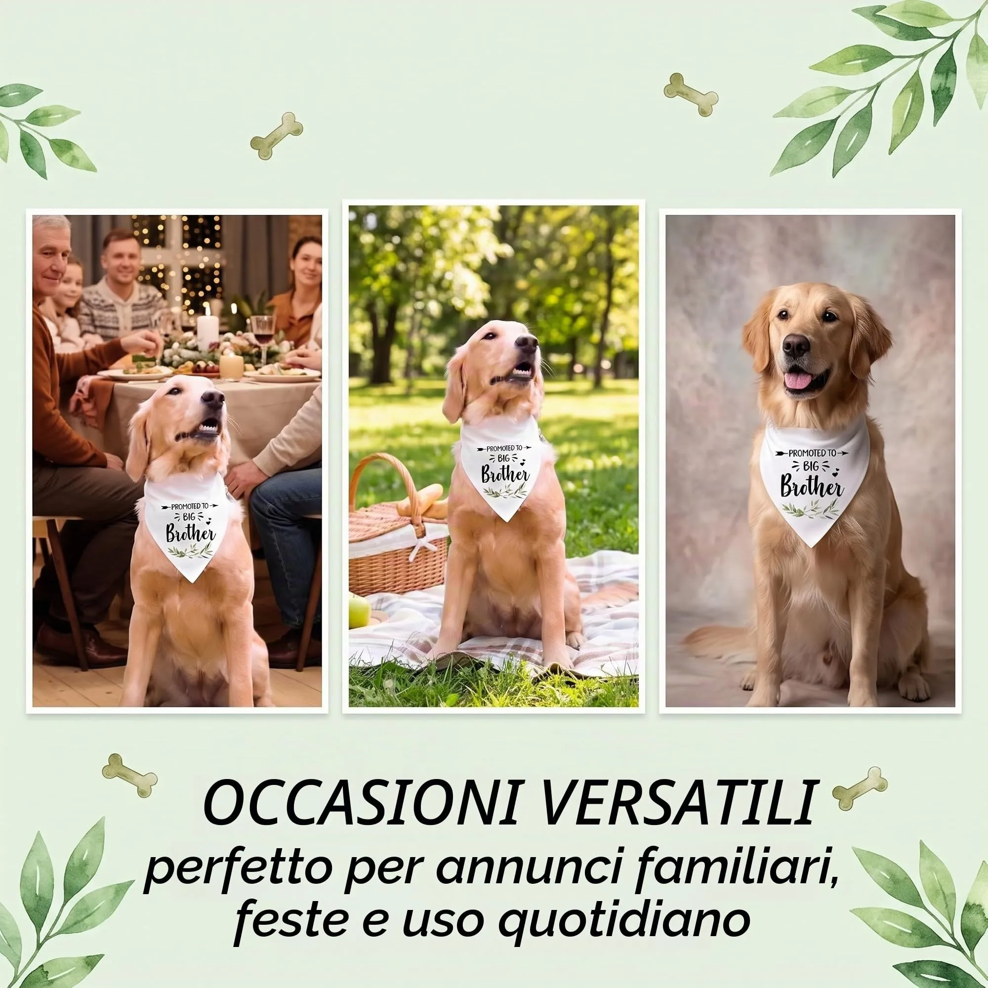 AFCJLTO Bandana in Cotone per Cani, Triangolo Bianco con Scritta Big Brother, Lavabile - immagine 4