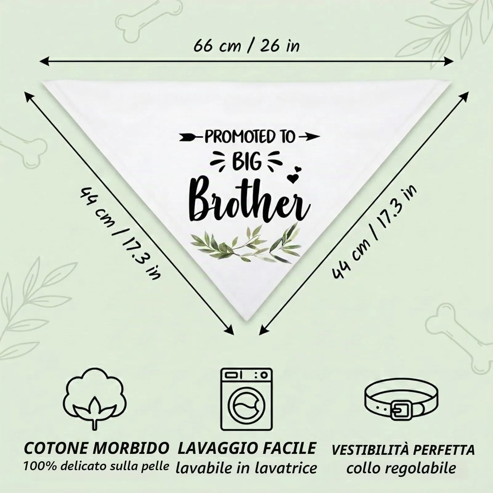 AFCJLTO Bandana in Cotone per Cani, Triangolo Bianco con Scritta Big Brother, Lavabile - immagine 7