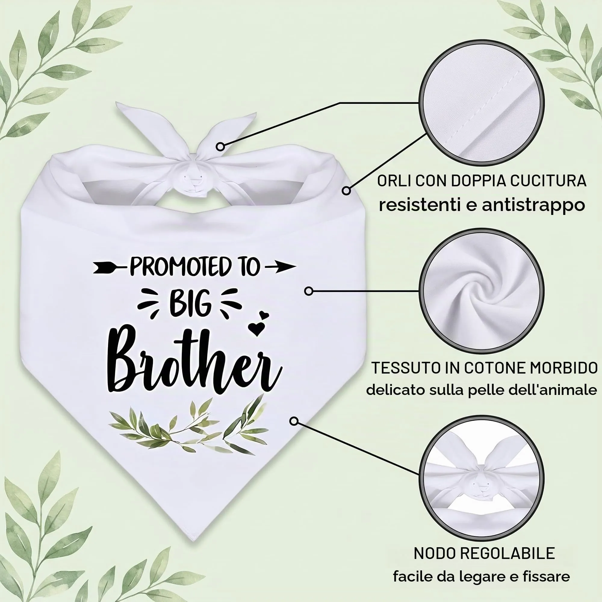 AFCJLTO Bandana in Cotone per Cani, Triangolo Bianco con Scritta Big Brother, Lavabile - immagine 8