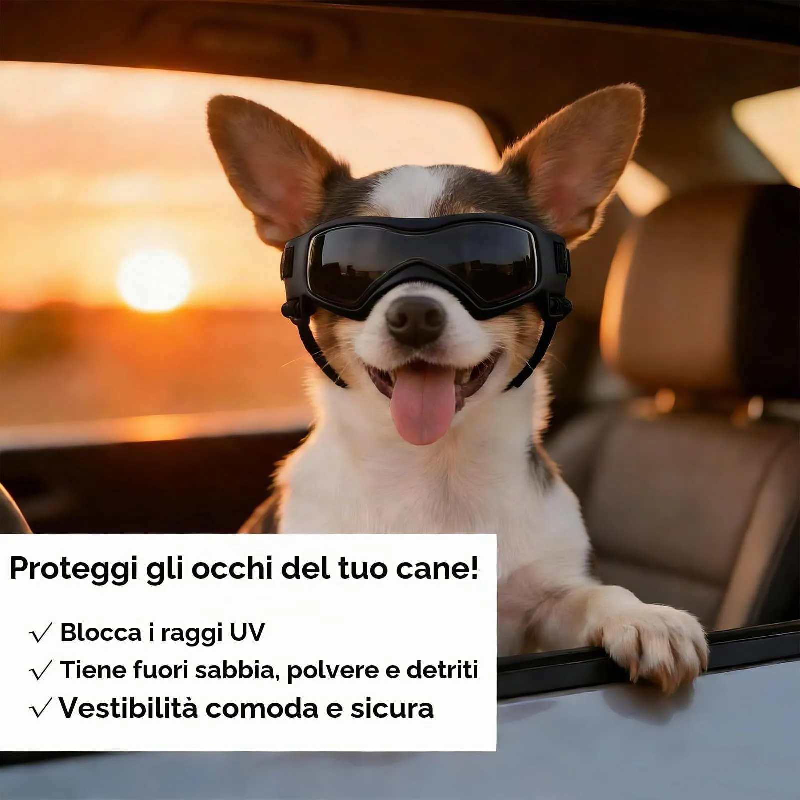 Namsan Occhiali da sole protettivi UV per cani piccoli e gatti, XS, Nero - immagine 2