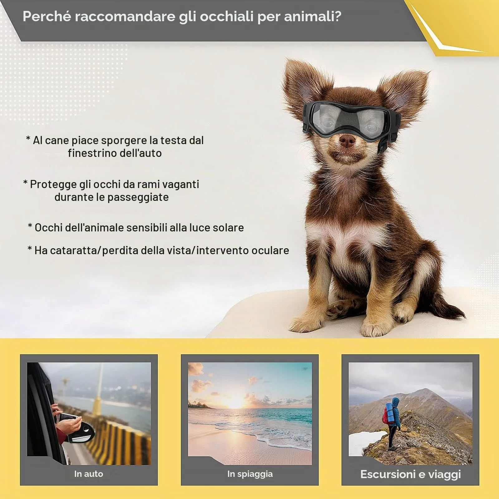 Namsan Occhiali da sole protettivi UV per cani piccoli e gatti, XS, Nero - immagine 5