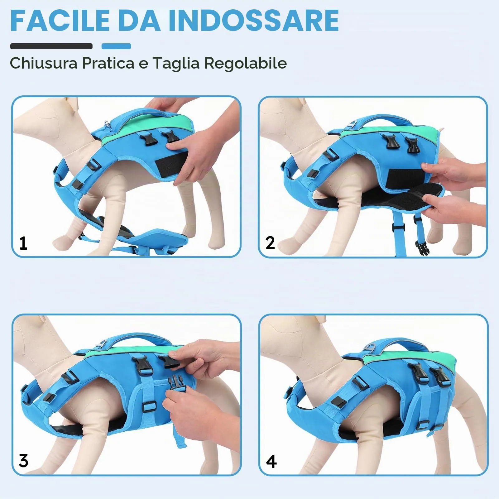 Queenmore Salvagente Cane Ripstop con Maniglia di Salvataggio, Blu, XXL - immagine 5