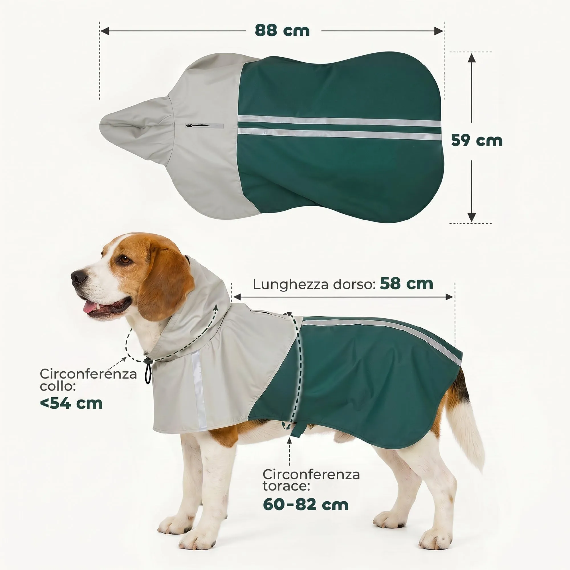 PawHut Impermeabile per Cani di Taglia Media 15-20kg con Cappuccio, Verde - immagine 9