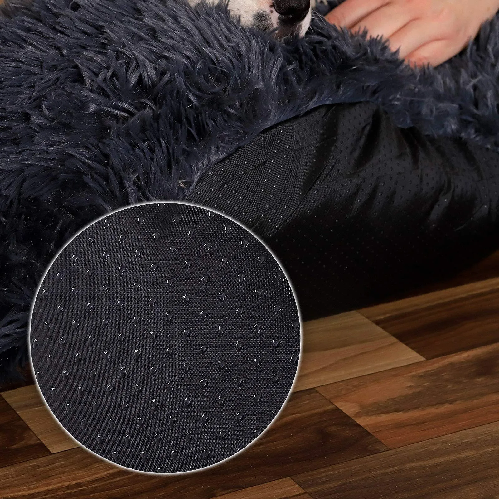 lionto Cuccia Ciambella per Cani e Gatti, Rotonda, Ø 40 cm, Grigio Scuro - immagine 5