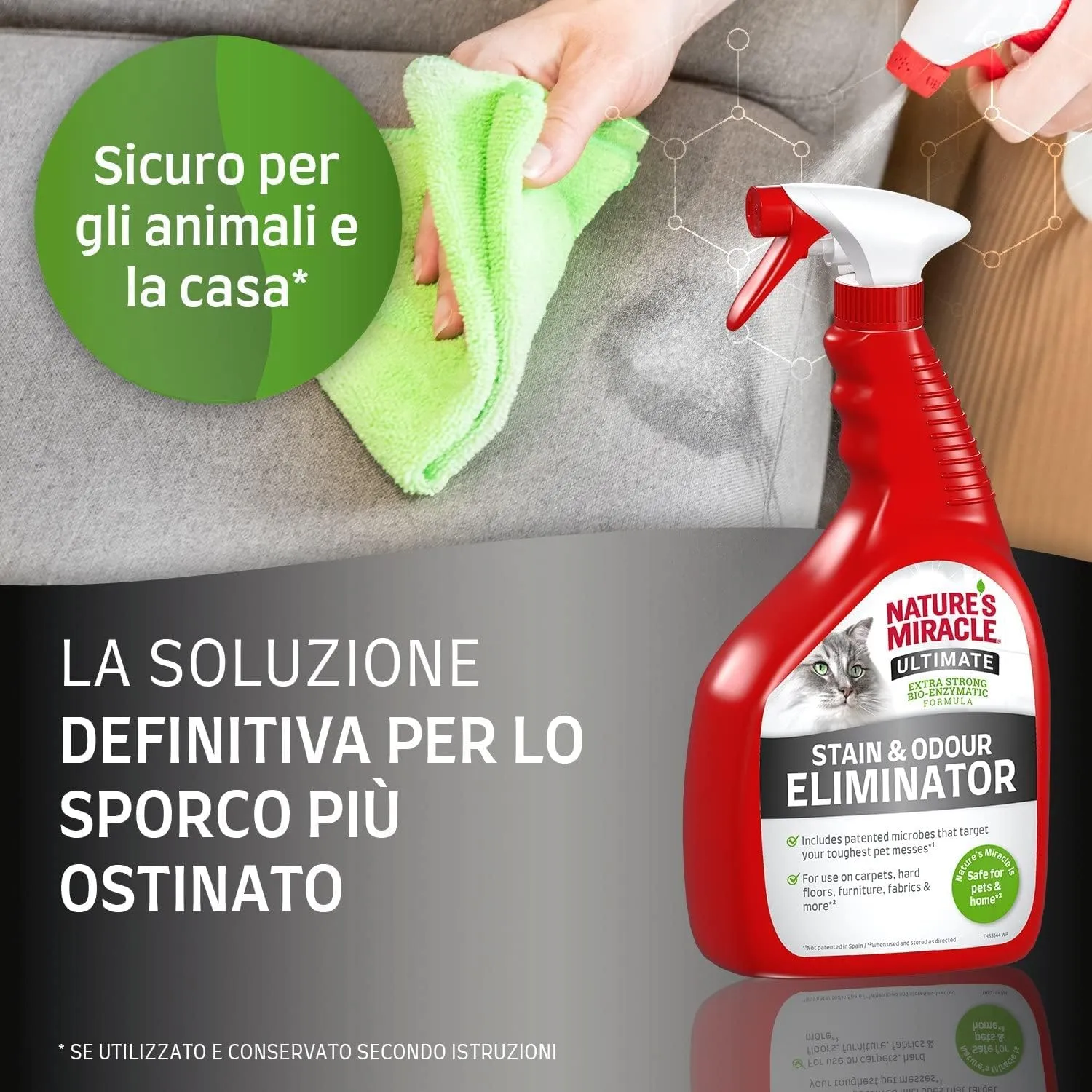 Nature's Miracle Ultimate Stain & Odour Eliminator for Cats, 946 ml - immagine 3