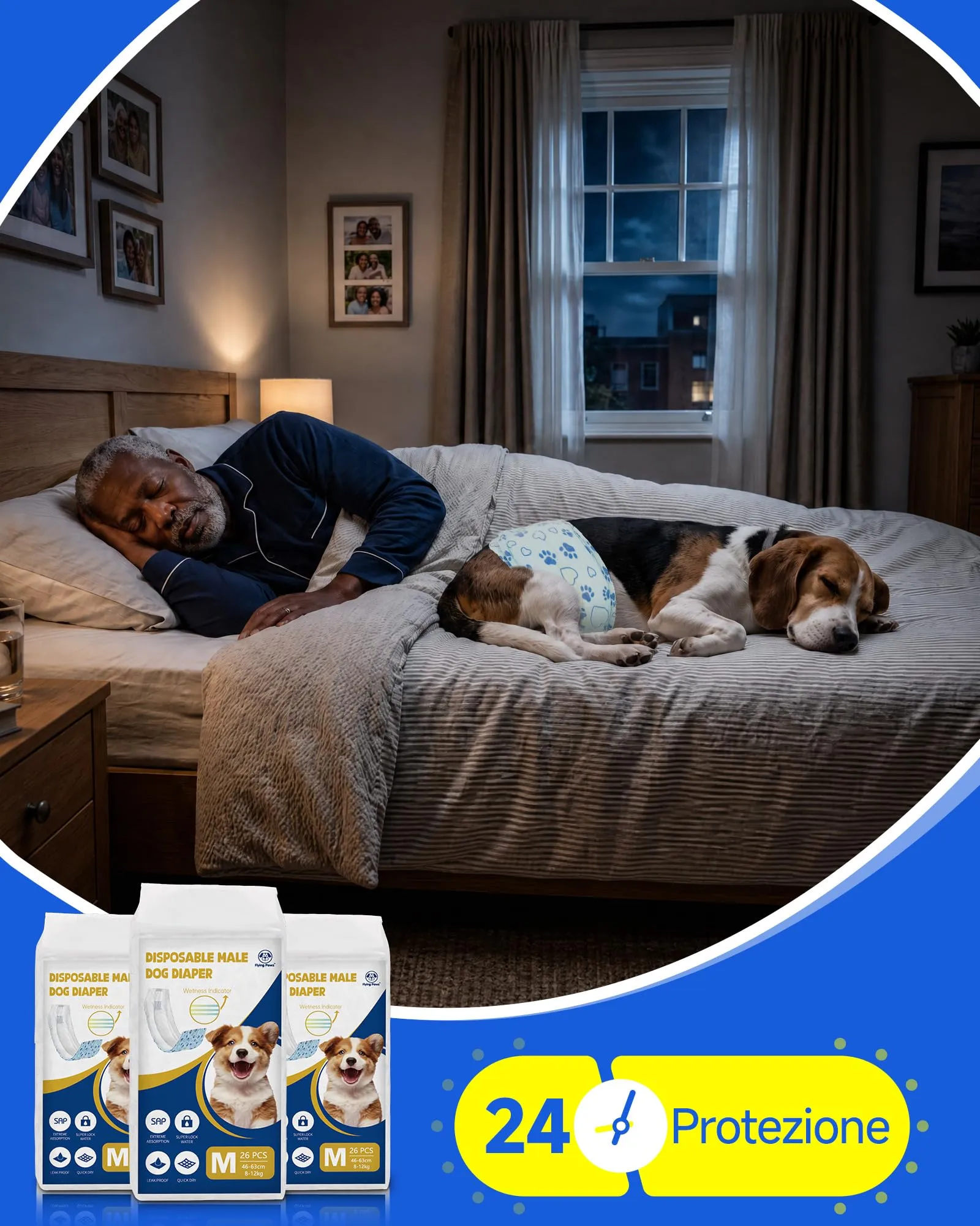 Flying Paws Pannolini per Cani, M, 26 Pezzi con Indicatore di Umido e Protezione Antifughe - immagine 2
