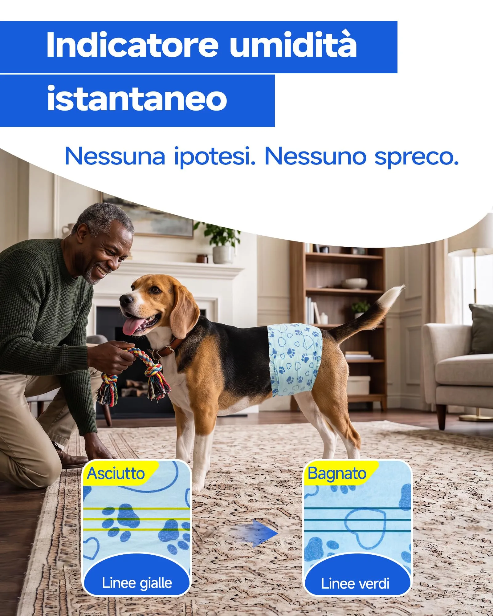 Flying Paws Pannolini per Cani, M, 26 Pezzi con Indicatore di Umido e Protezione Antifughe - immagine 3