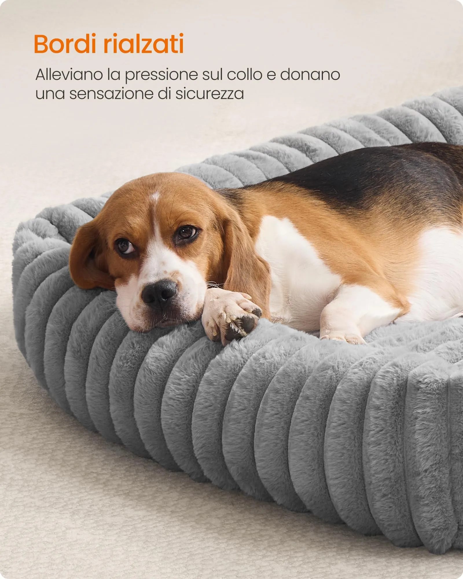 Feandrea Cuccia Ortopedica per Cani di Taglia Grande, Grigio Tortora, 91 x 68 x 18 cm - immagine 4