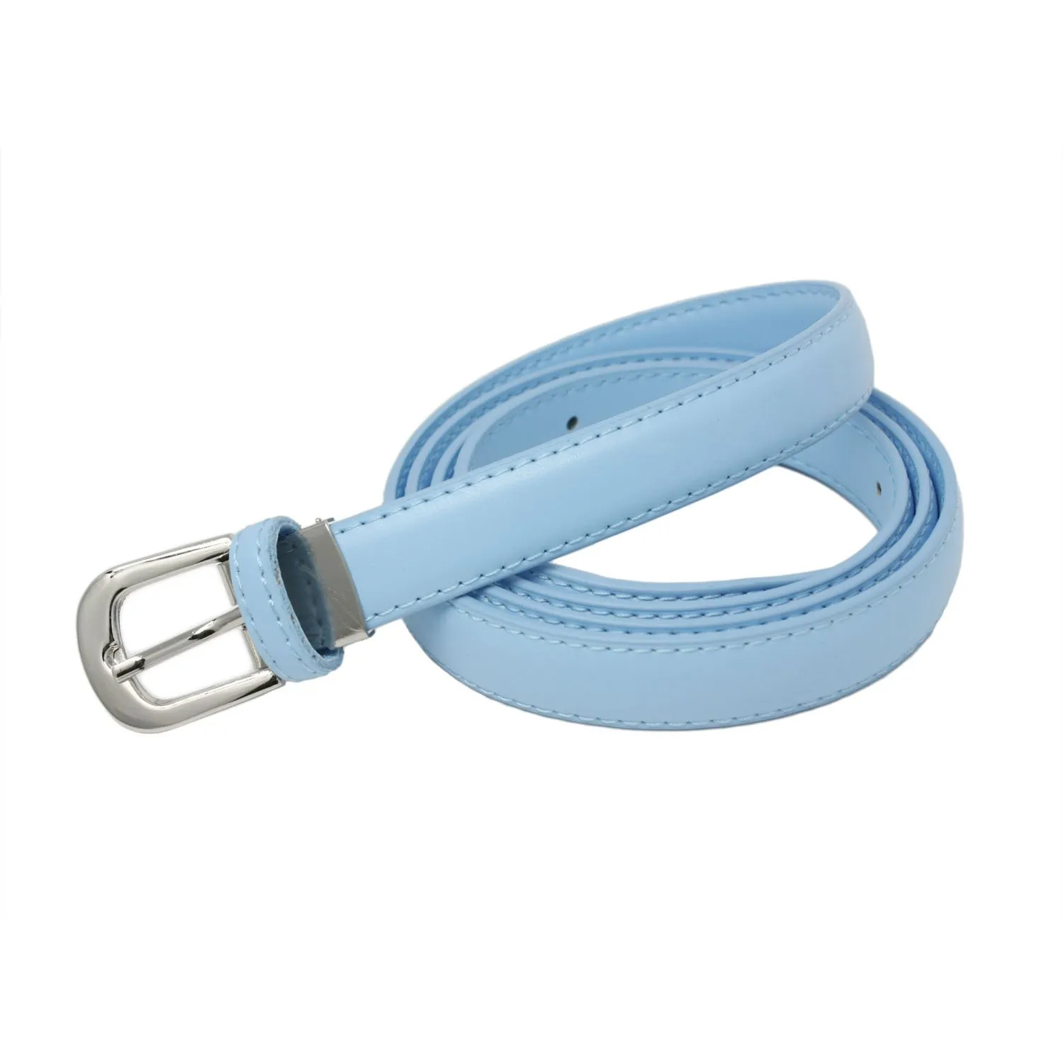 Yehman Cintura da Donna in Pelle di Vacchetta, 2 cm, Azzurro, 120 cm - immagine 2