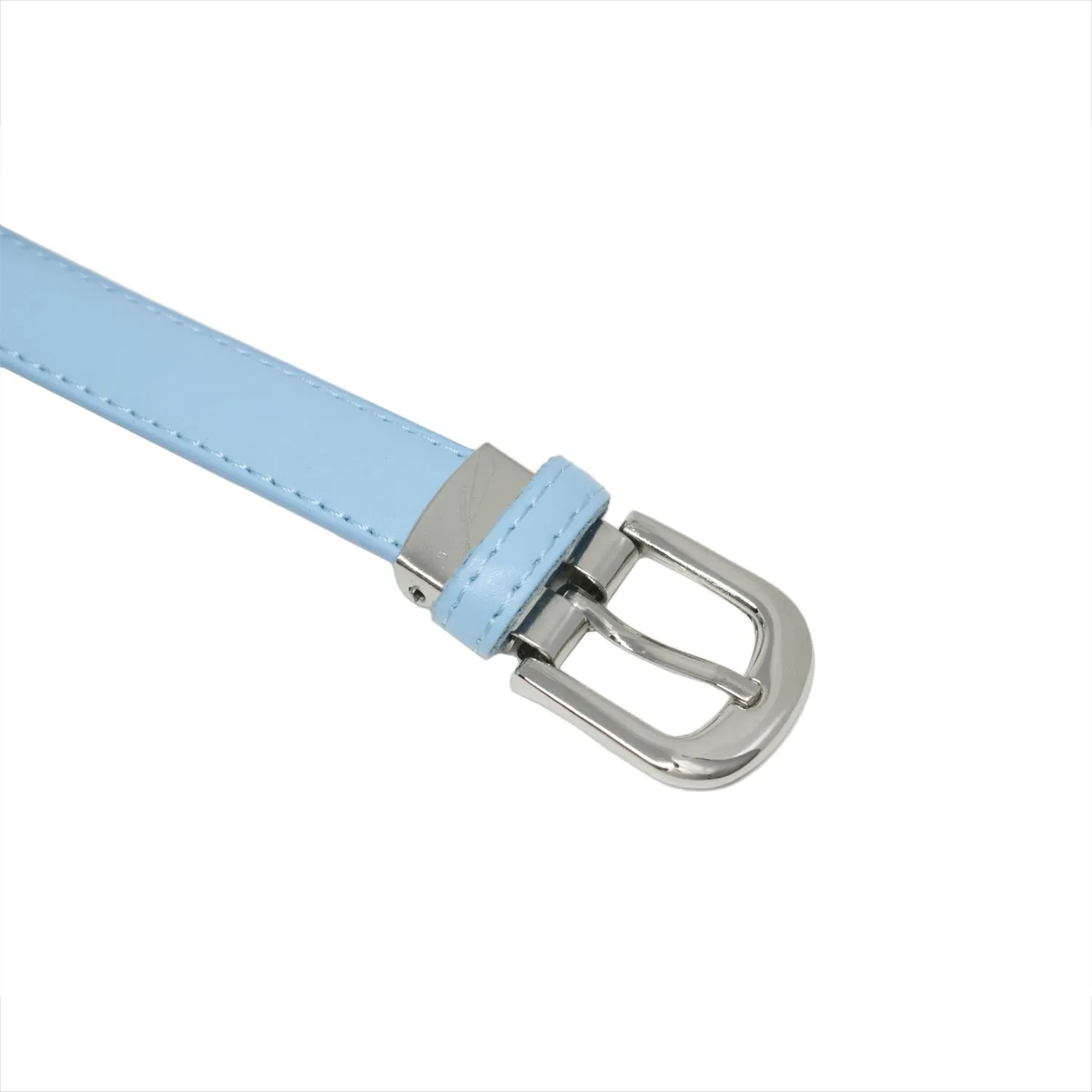 Yehman Cintura da Donna in Pelle di Vacchetta, 2 cm, Azzurro, 120 cm - immagine 3