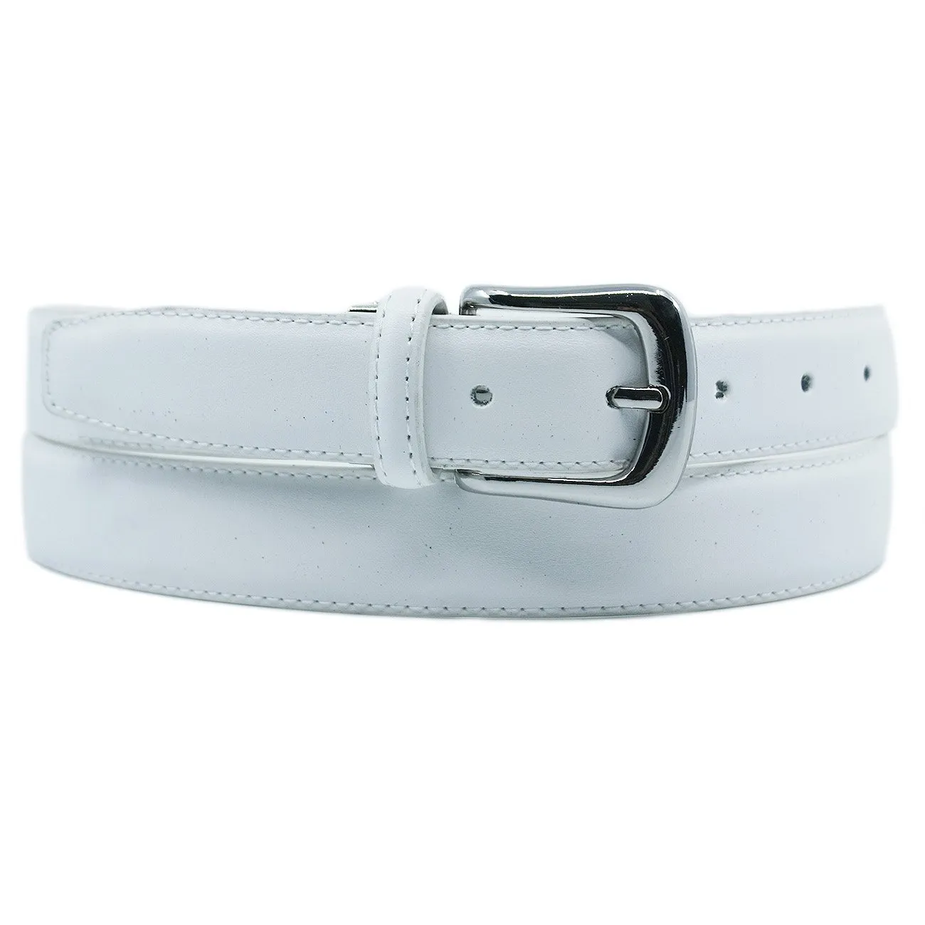 YEHMAN Cintura da donna in pelle classica con fibbia a perno metallico, 120 cm x 3 cm, Bianco - immagine 2
