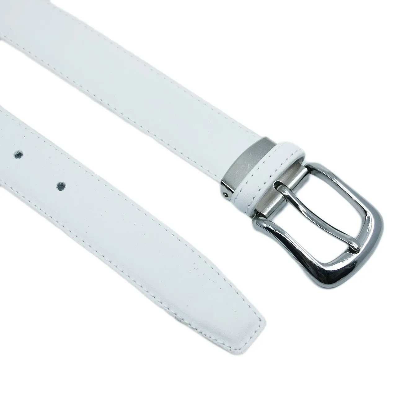 YEHMAN Cintura da donna in pelle classica con fibbia a perno metallico, 120 cm x 3 cm, Bianco - immagine 3