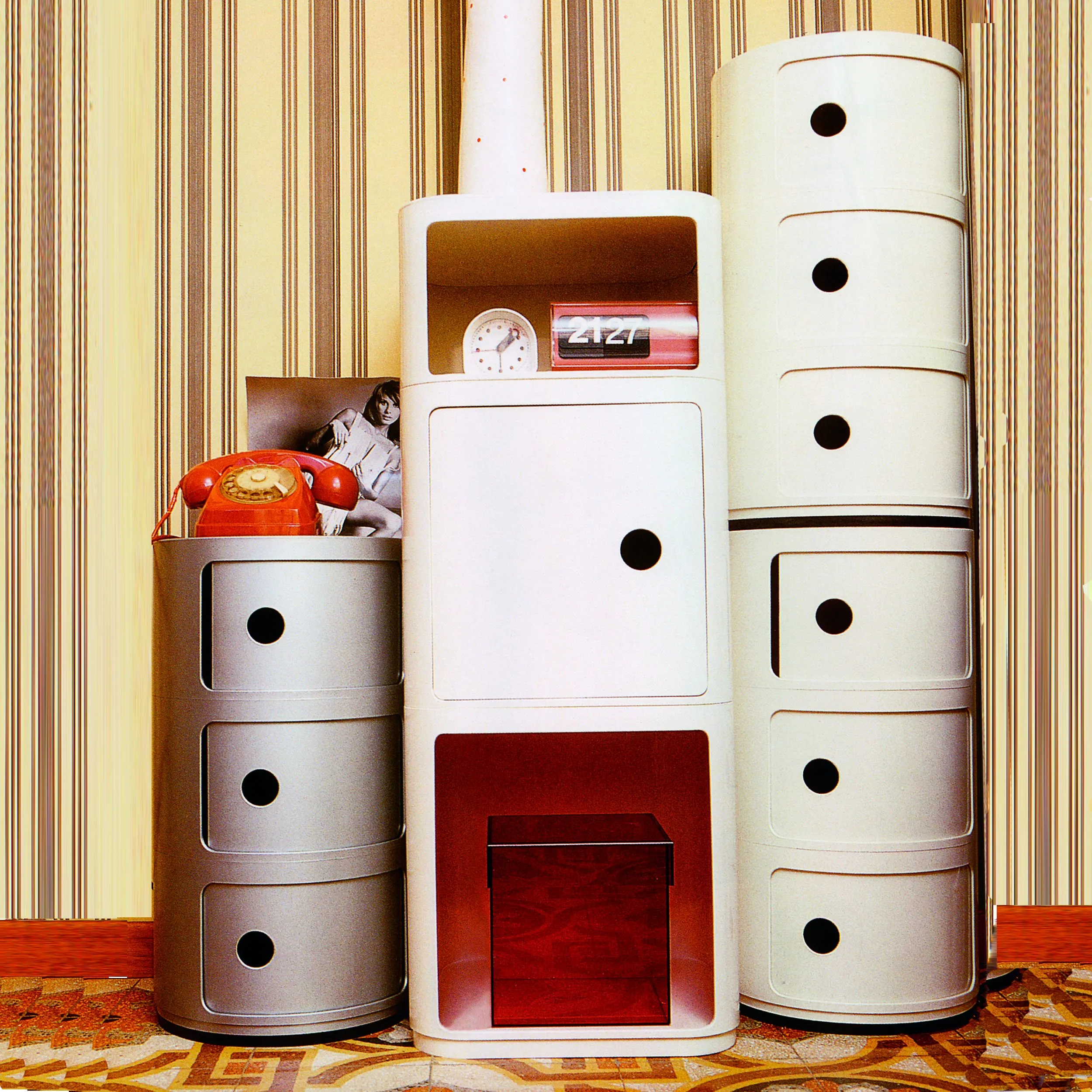 Kartell Componibili Contenitore 2 elementi, Rosso, Base tonda - immagine 2