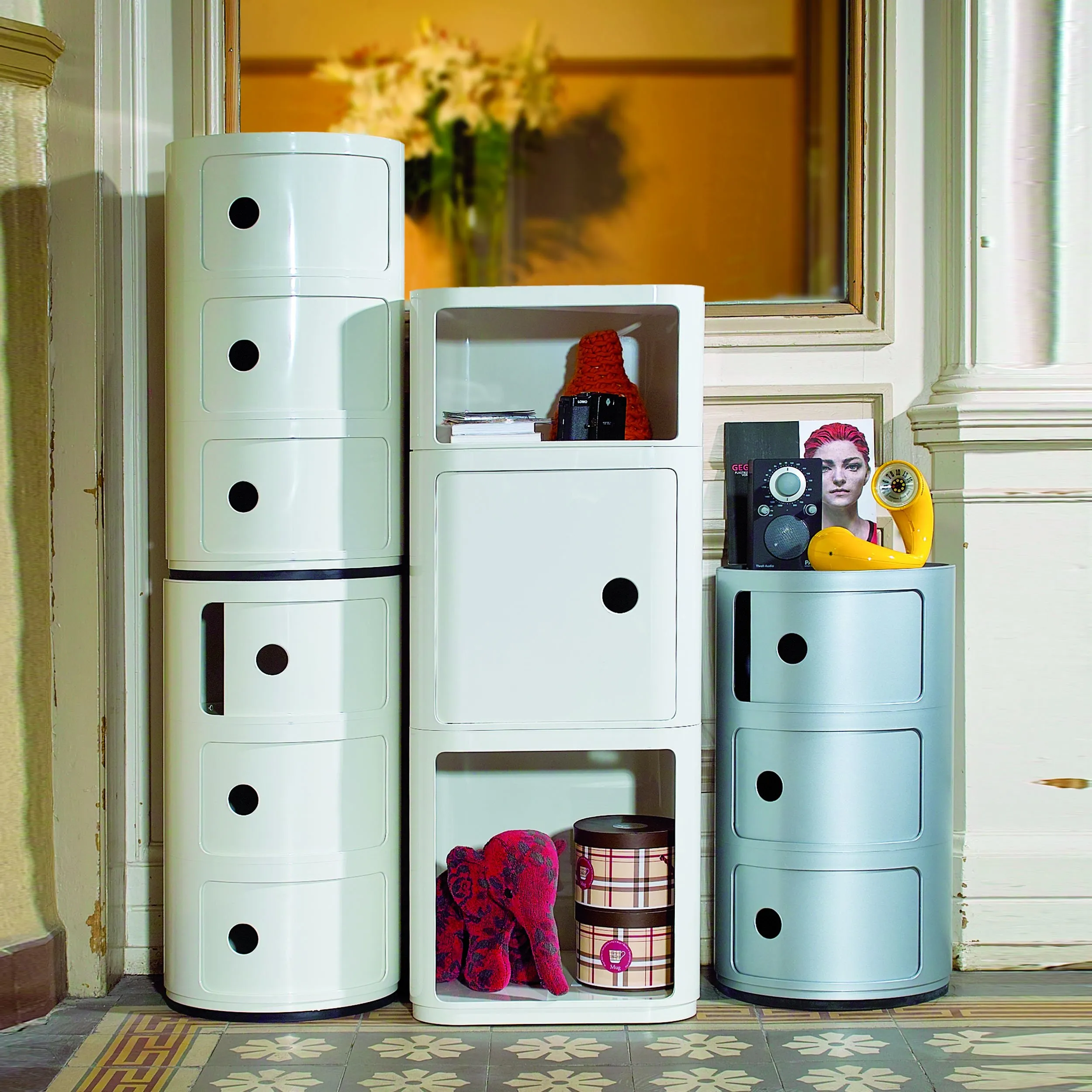 Kartell Componibili Contenitore 2 elementi, Rosso, Base tonda - immagine 7