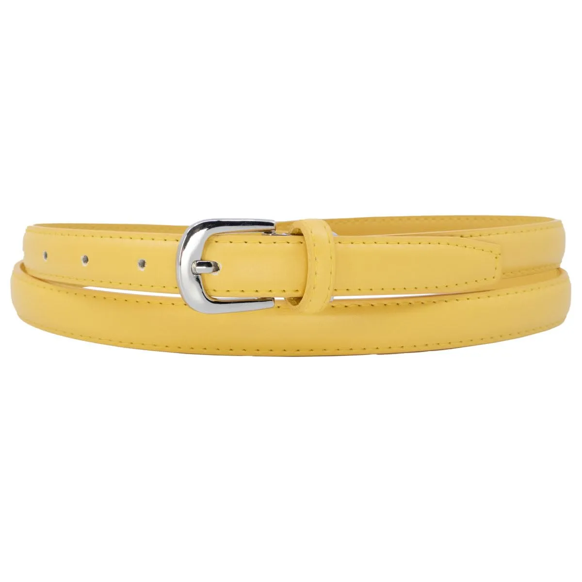 Yehman Cintura da donna in pelle di vacchetta, 2 cm x 120 cm, Giallo - immagine 3
