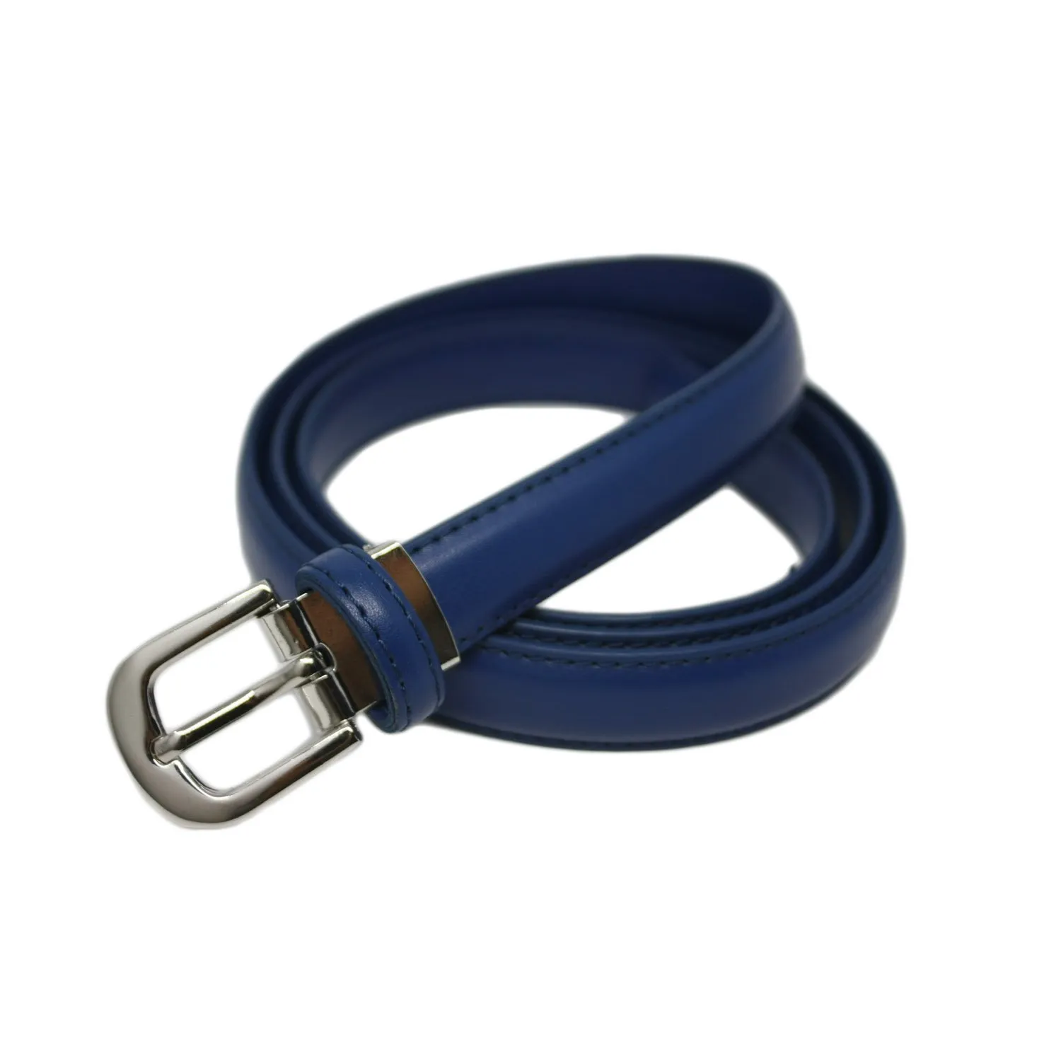 Yehman Cintura da Donna in Pelle di Vacchetta, 2 cm, Blu, 120 cm - immagine 2