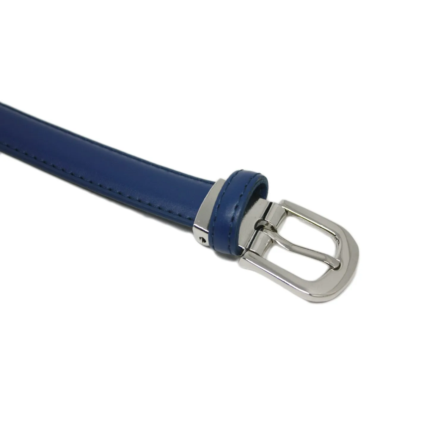 Yehman Cintura da Donna in Pelle di Vacchetta, 2 cm, Blu, 120 cm - immagine 3