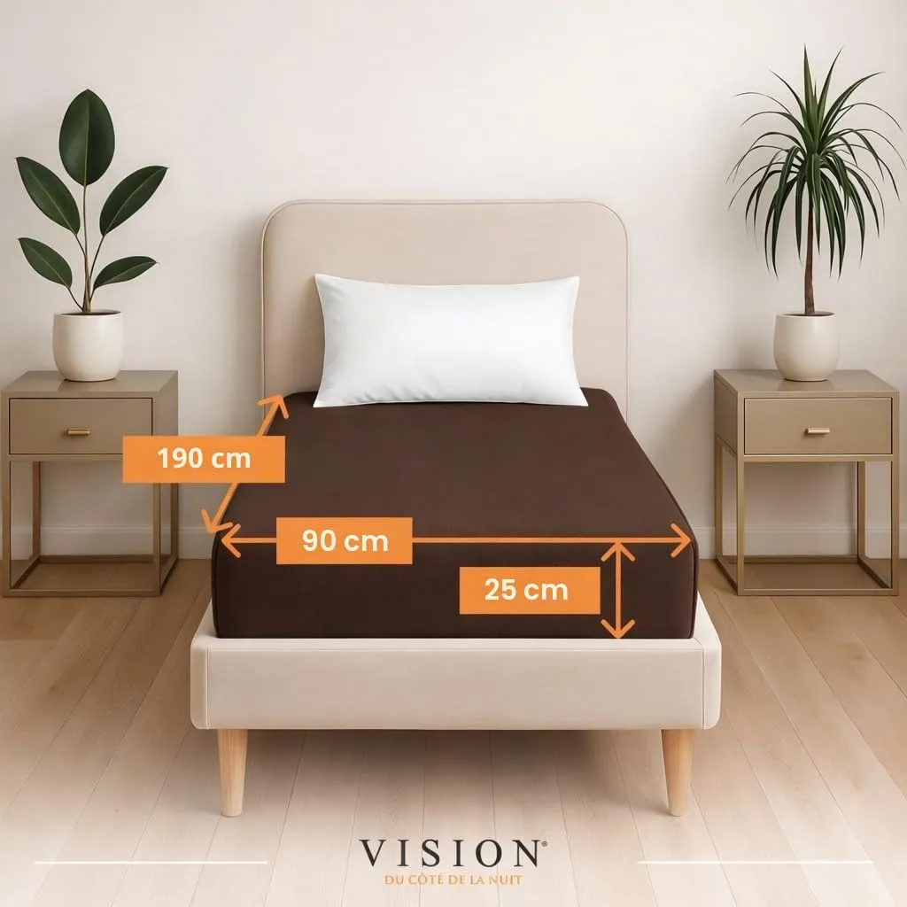 VISION Lenzuolo con angoli 100% cotone per letto singolo 90 x 190 cm, marrone - immagine 2