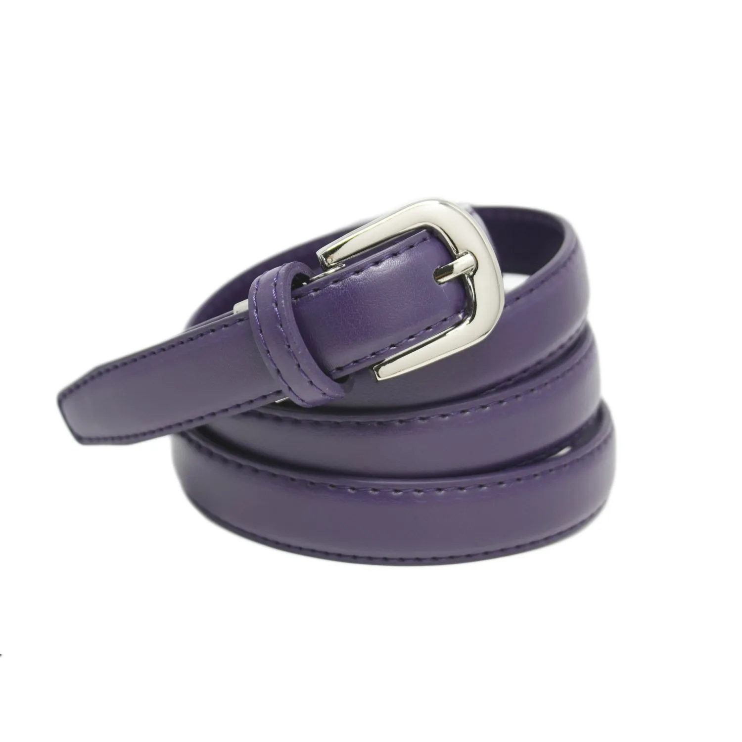 Yehman Cintura da Donna in Pelle di Vacchetta Sottile 2 cm, Viola, 120 cm - immagine 1