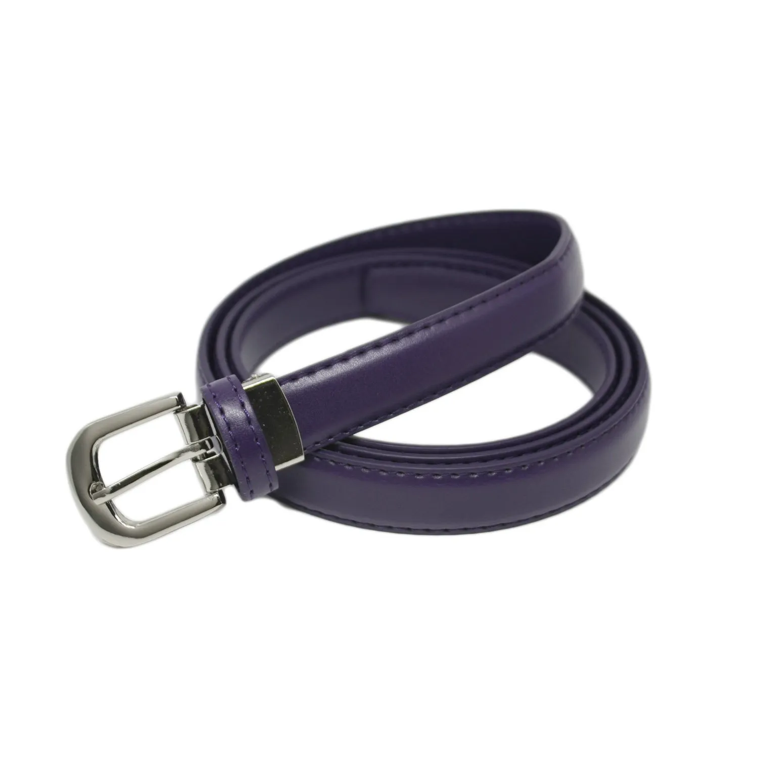 Yehman Cintura da Donna in Pelle di Vacchetta Sottile 2 cm, Viola, 120 cm - immagine 2