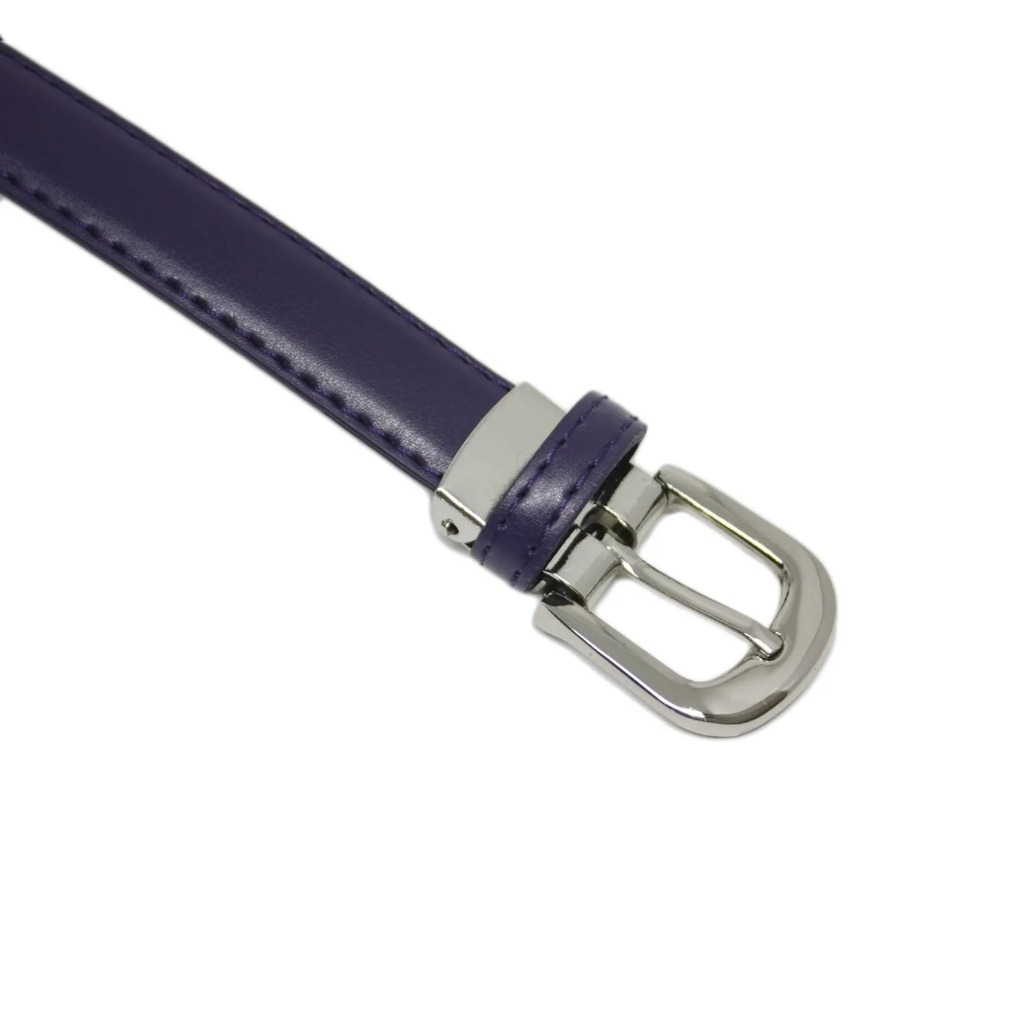 Yehman Cintura da Donna in Pelle di Vacchetta Sottile 2 cm, Viola, 120 cm - immagine 3
