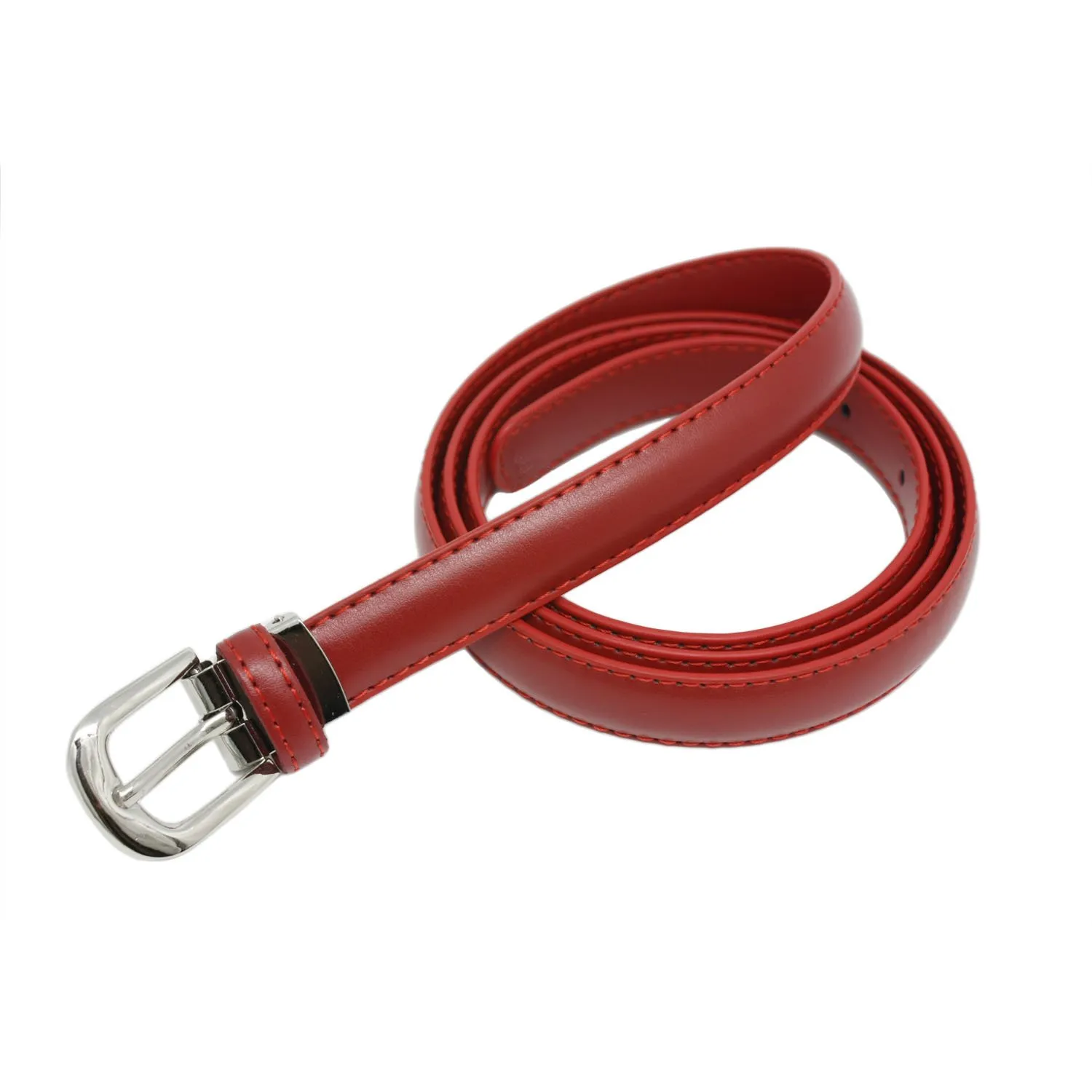 Yehman Cintura da Donna in Pelle di Vacchetta Rossa, 2 cm x 120 cm - immagine 2