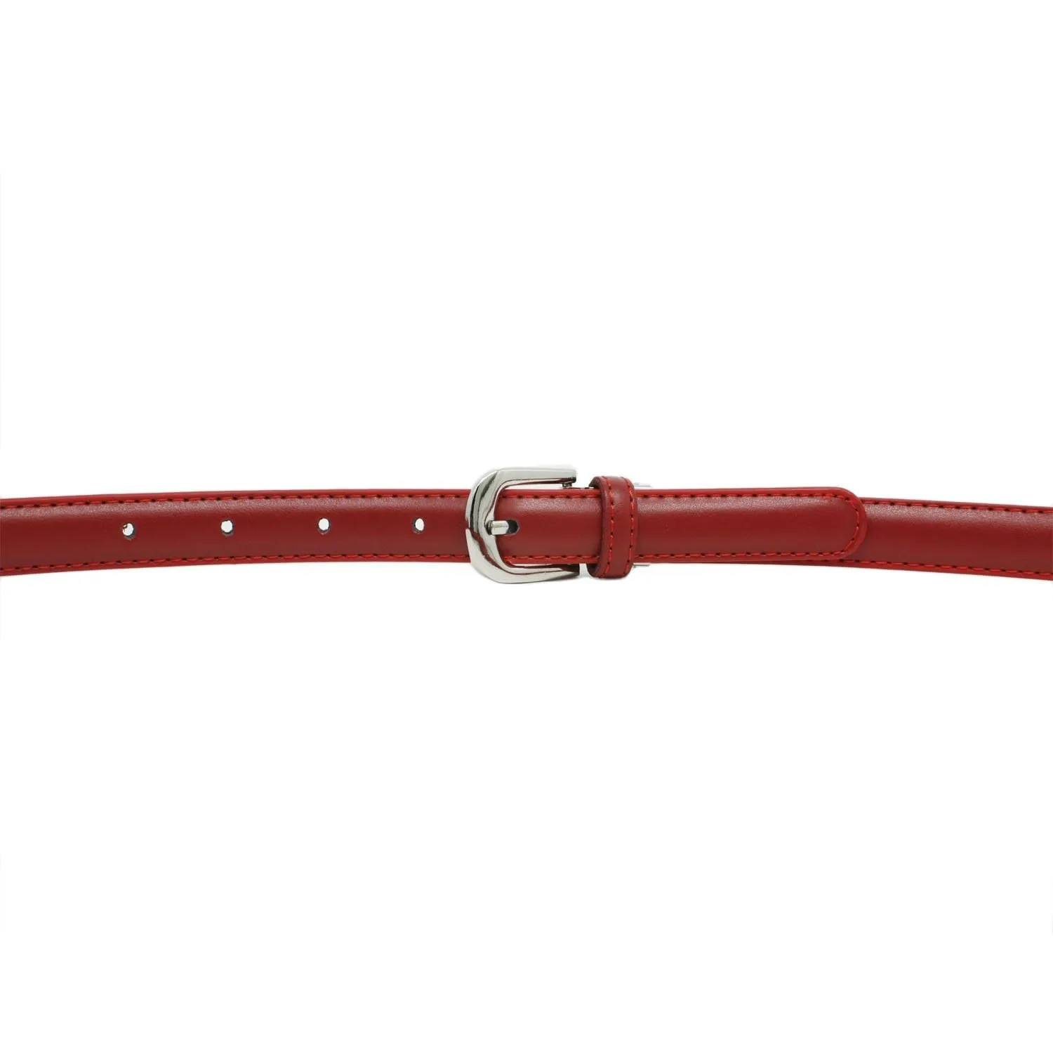 Yehman Cintura da Donna in Pelle di Vacchetta Rossa, 2 cm x 120 cm - immagine 3
