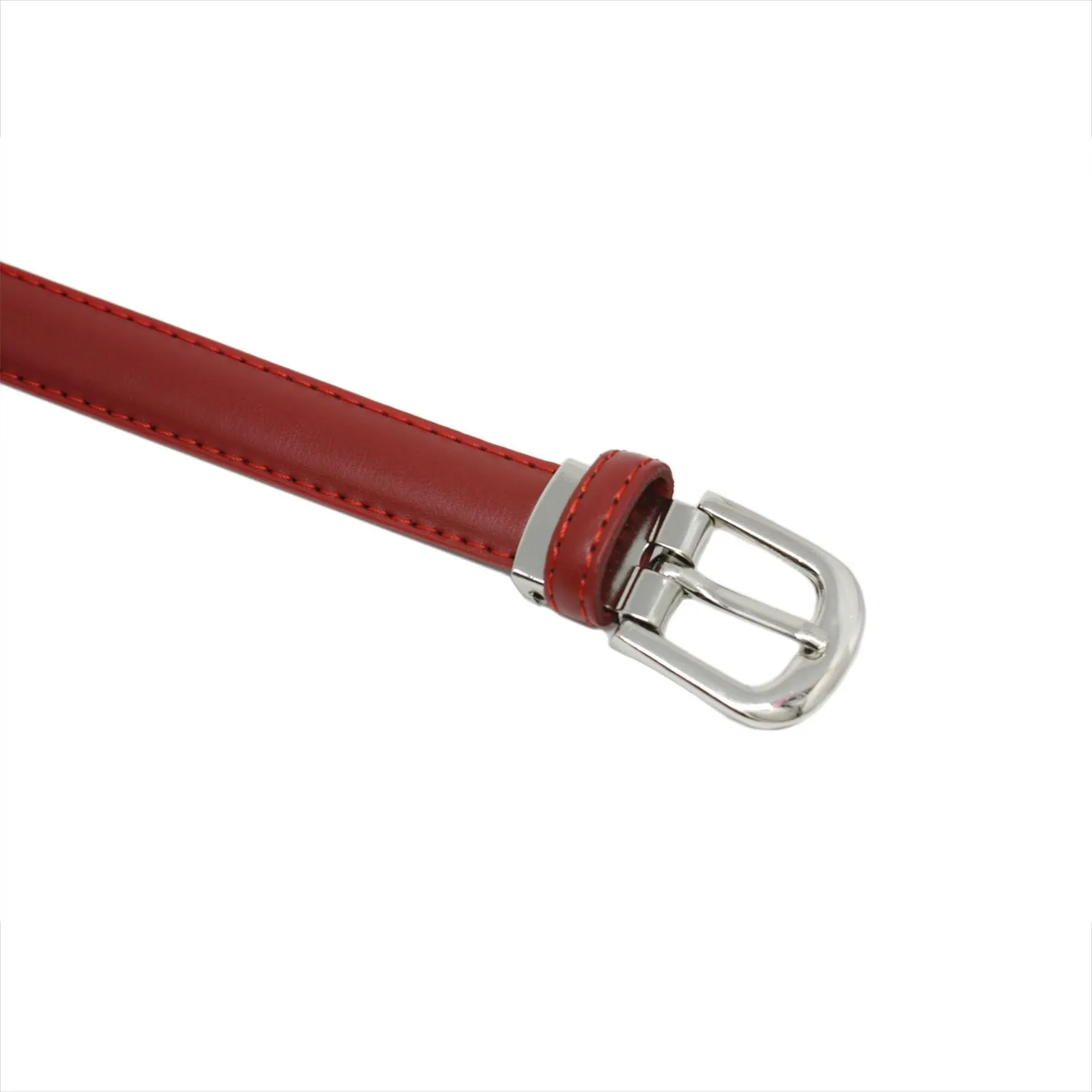 Yehman Cintura da Donna in Pelle di Vacchetta Rossa, 2 cm x 120 cm - immagine 4