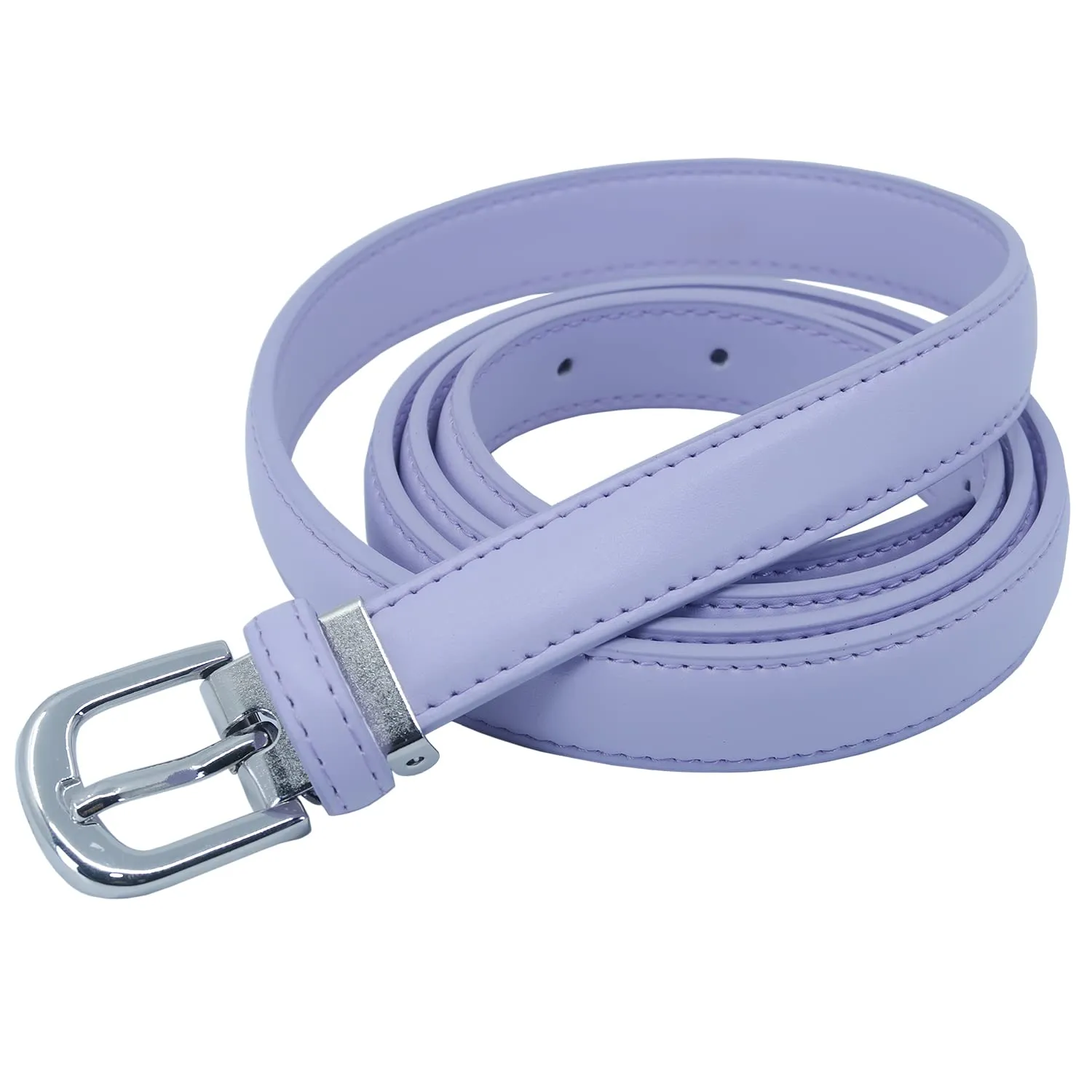 YEHMAN Cintura da donna in pelle di vacchetta, 2 cm x 120 cm, Malva - immagine 2
