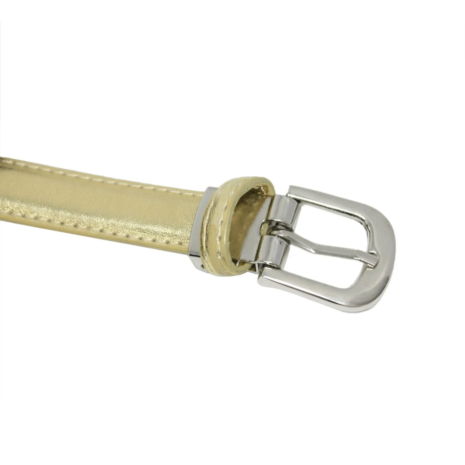 Yehman Cintura da donna in pelle di vacchetta, 2 cm x 120 cm, Oro - immagine 3