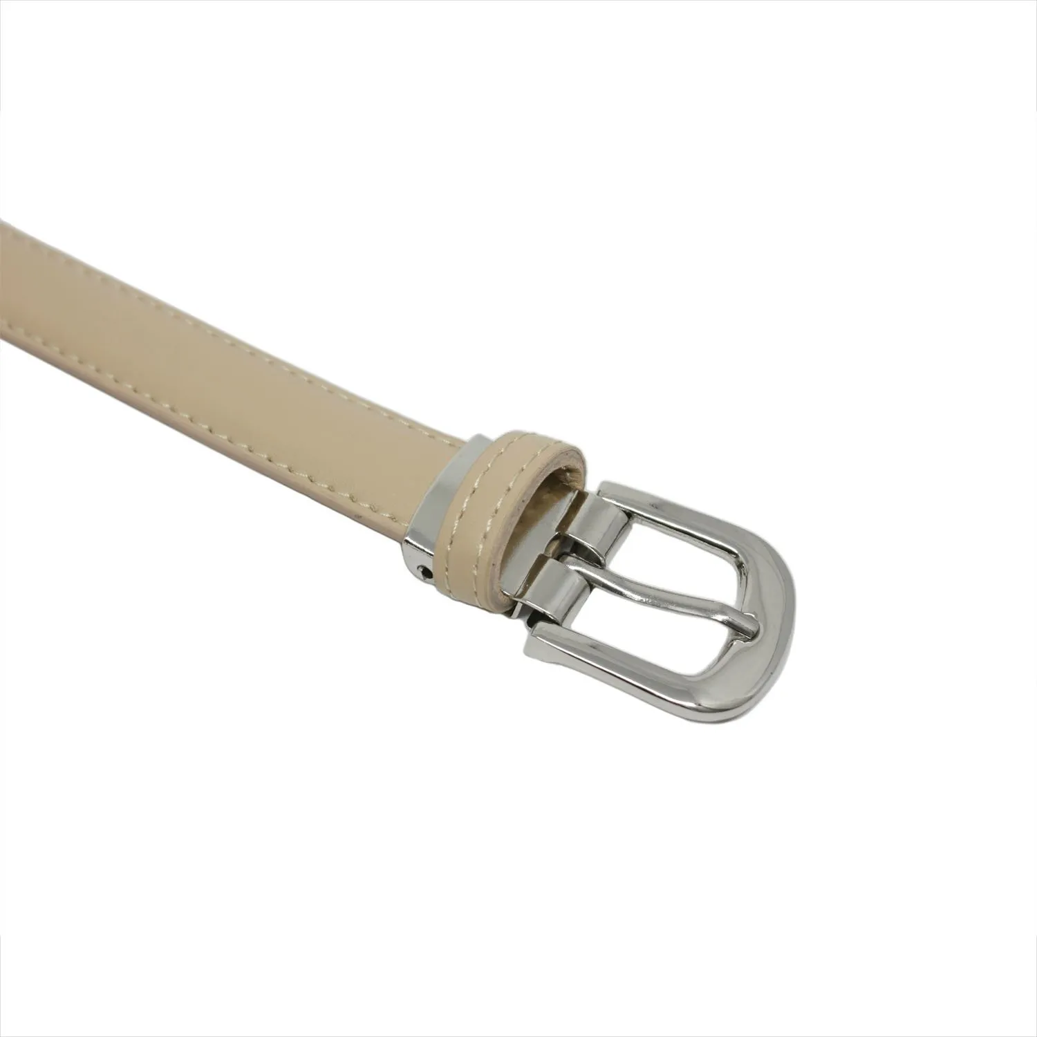 Yehman Cintura da Donna in Pelle di Vacchetta Sottile, 2 cm x 120 cm, Beige - immagine 3