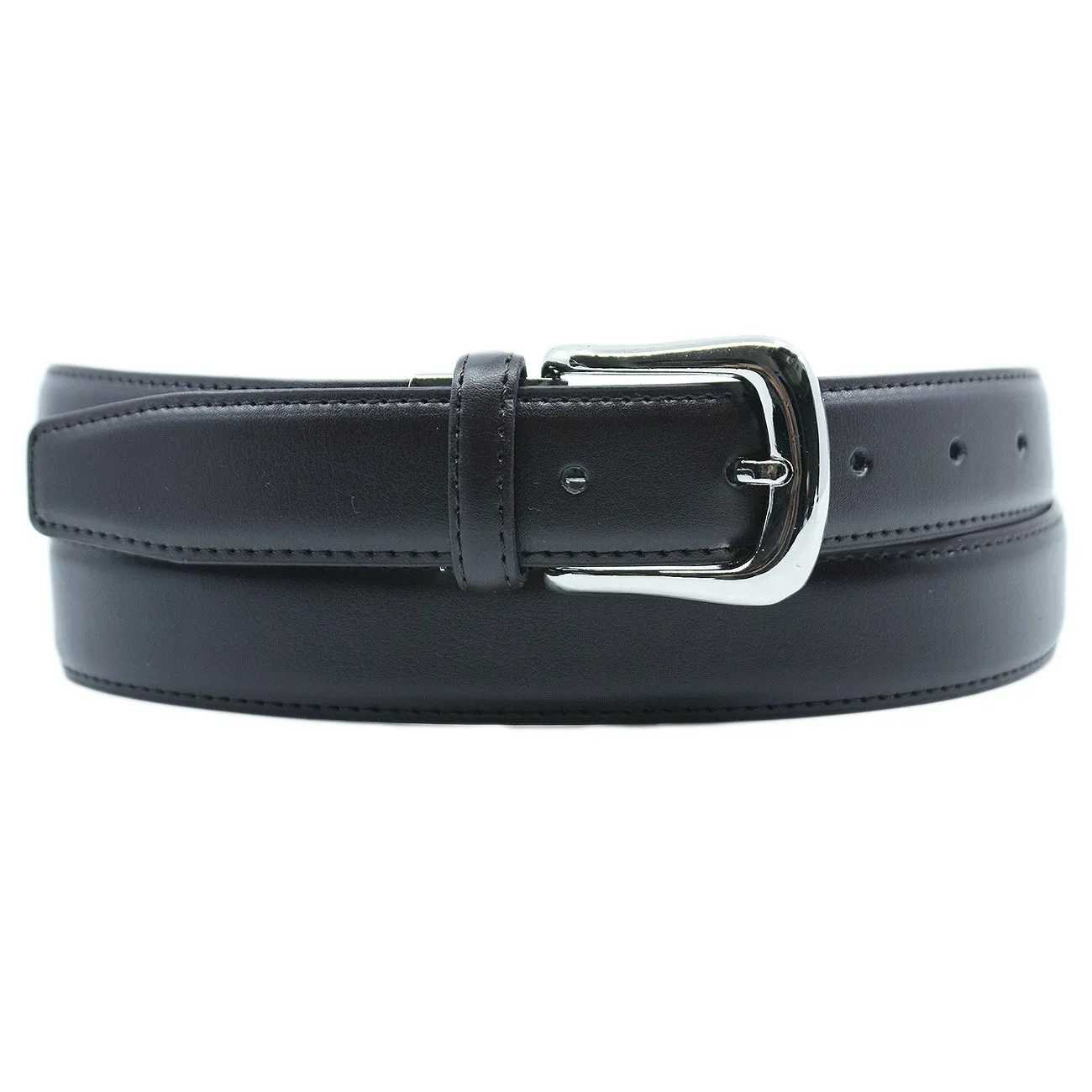 YEHMAN Cintura classica in pelle bovina 3 cm con fibbia argentata, marrone scuro, 120 cm - immagine 2