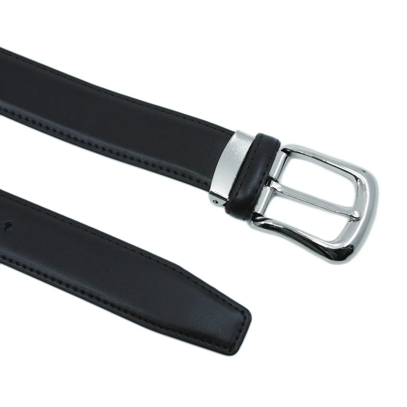 YEHMAN Cintura classica in pelle bovina 3 cm con fibbia argentata, marrone scuro, 120 cm - immagine 3