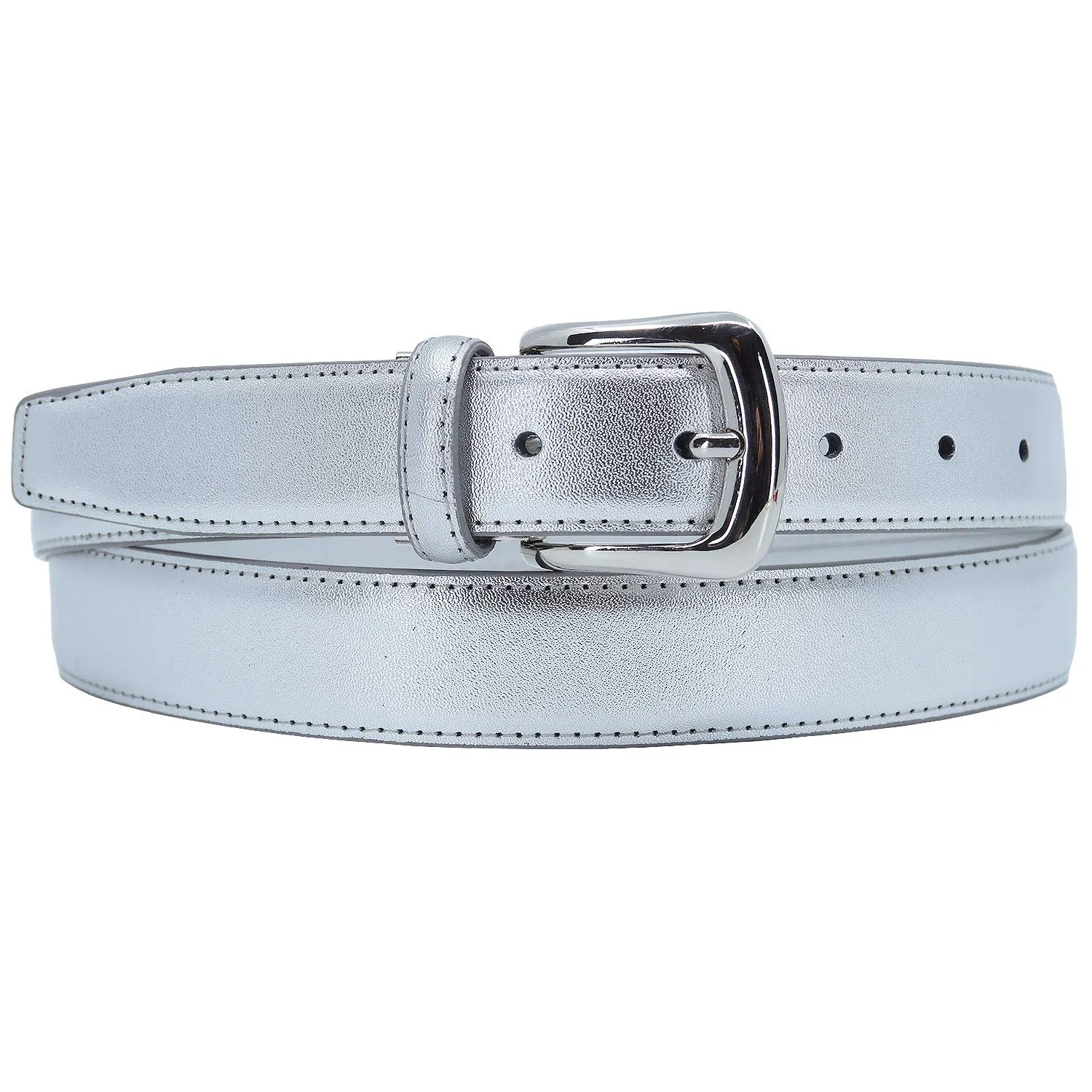 YEHMAN Cintura in crosta di pelle bovina, 3 cm x 120 cm, fibbia argentata con ardiglione - immagine 2