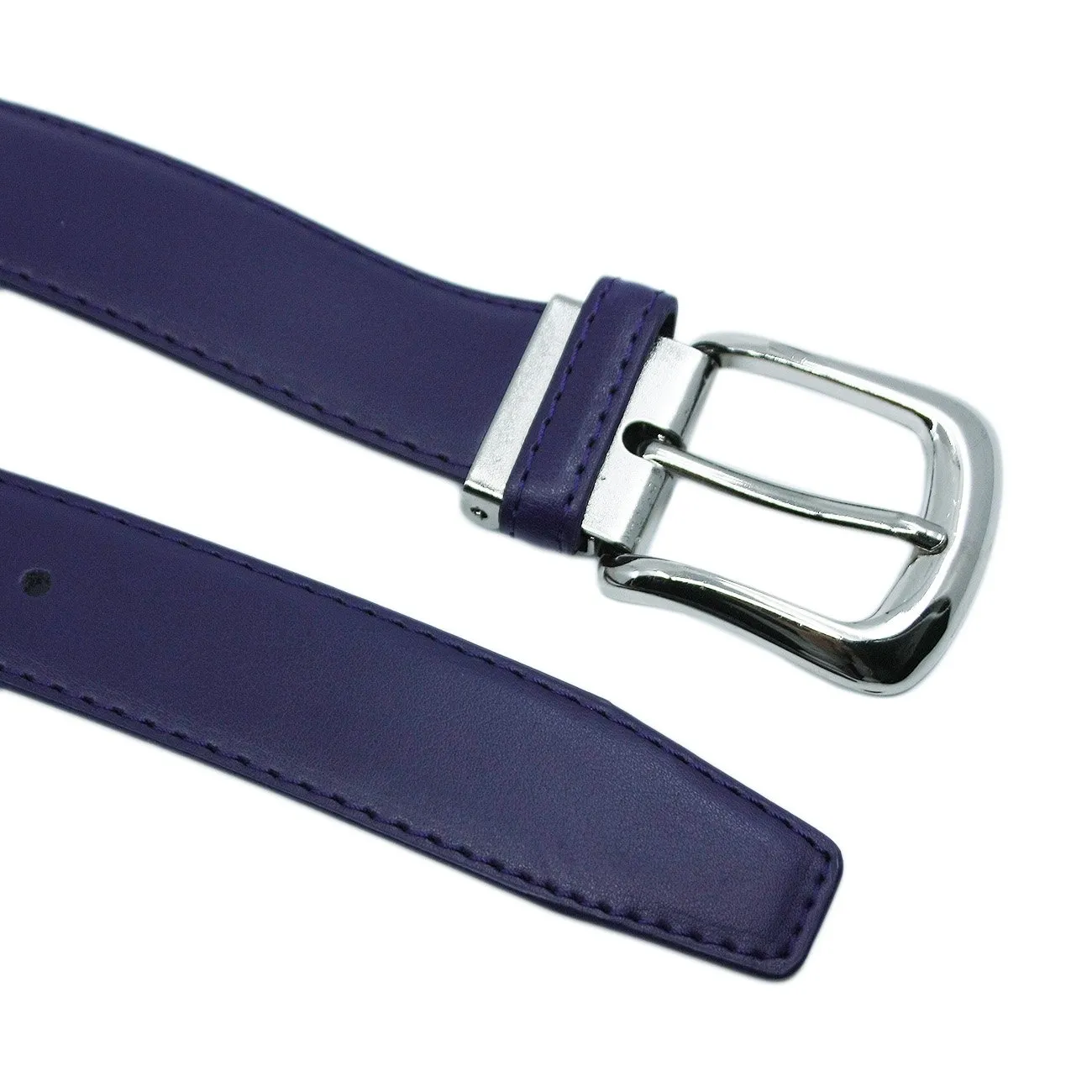 YEHMAN Cintura classica in pelle scamosciata bovina 3 cm, fibbia ad ardiglione argentata, viola, 120 cm - immagine 3