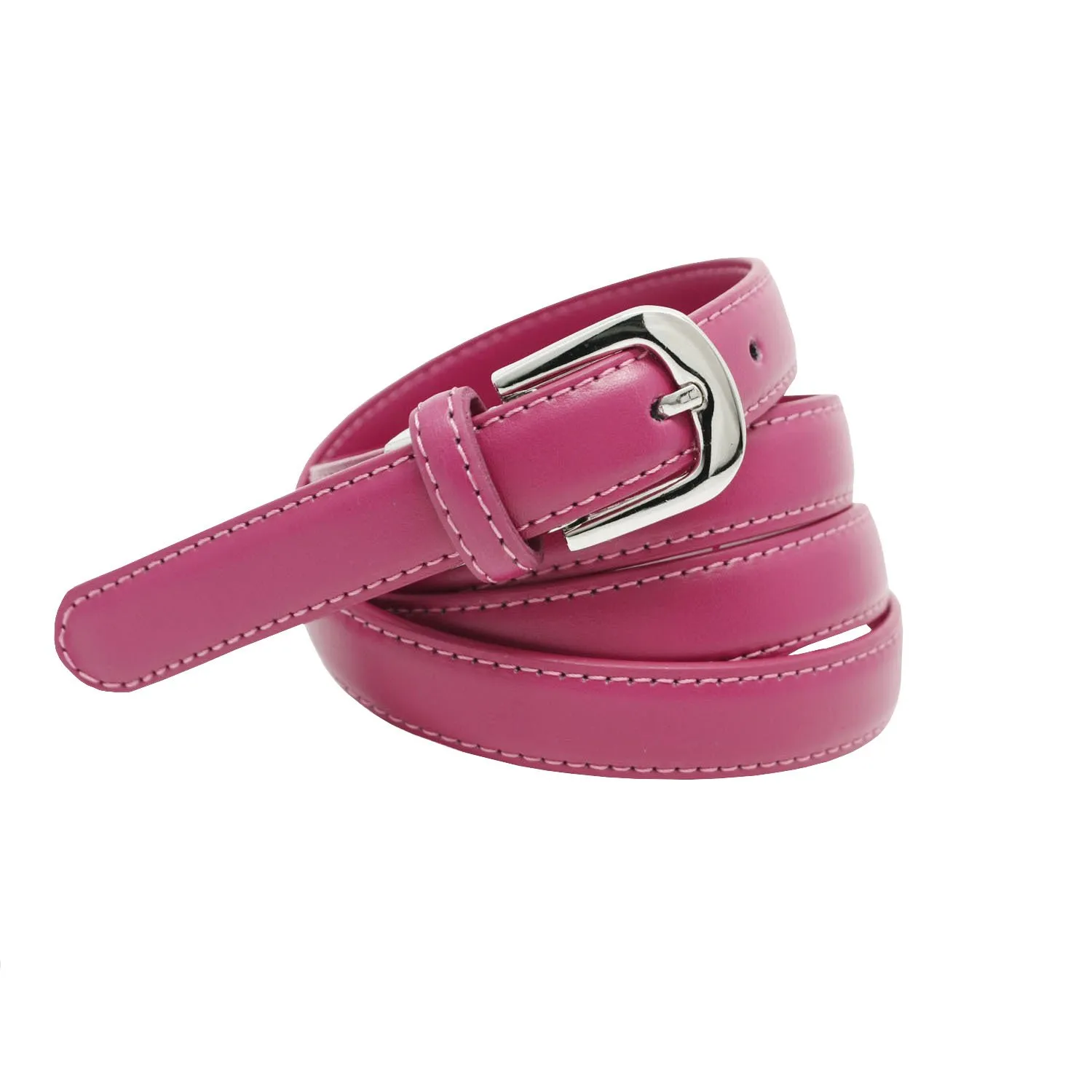 Yehman Cintura da Donna in Pelle di Vacchetta, Sottile 2 cm, Regolabile, 120 cm, Fucsia - immagine 1