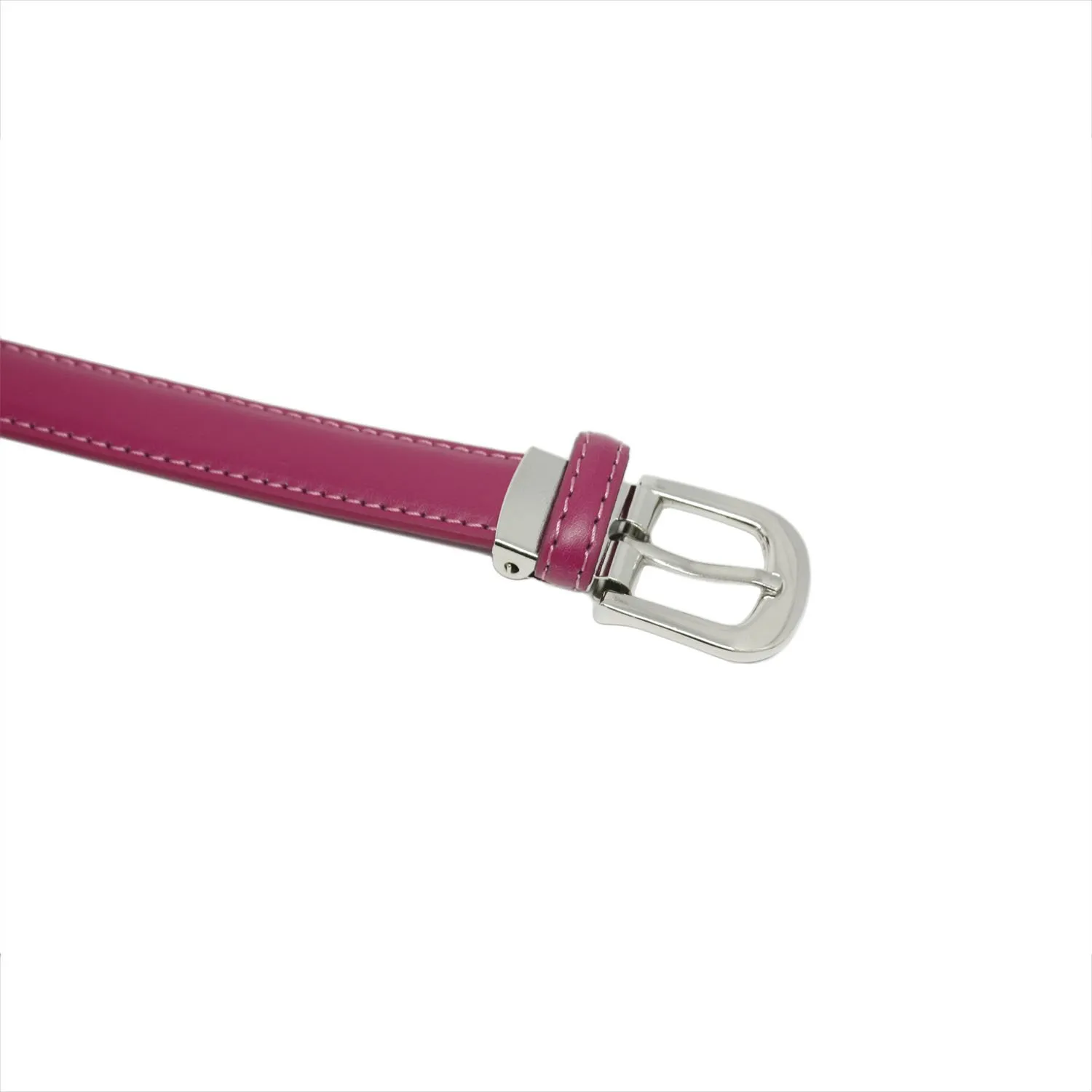 Yehman Cintura da Donna in Pelle di Vacchetta, Sottile 2 cm, Regolabile, 120 cm, Fucsia - immagine 4