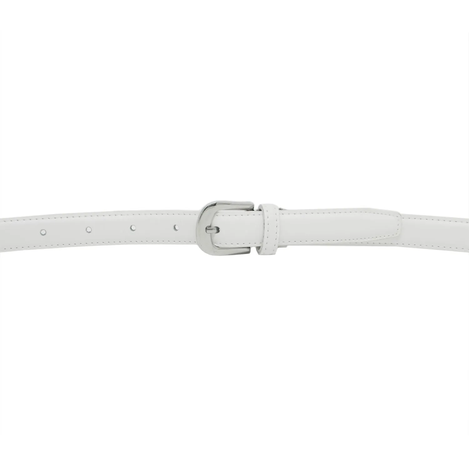 YEHMAN Cintura da donna in pelle di vacchetta, 2 cm x 120 cm, Bianco - immagine 3